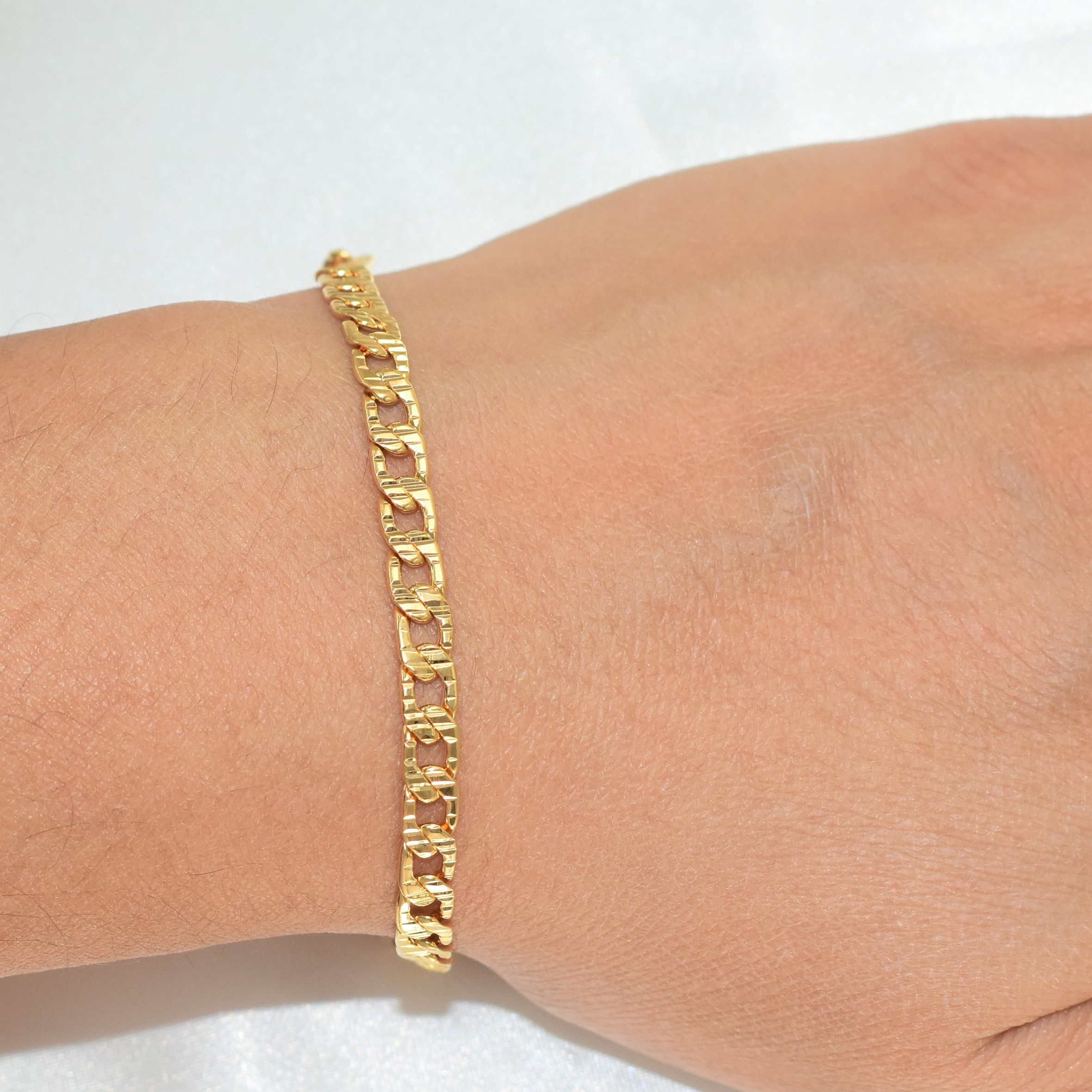 Figaro Mariner Cuban PaperClip Link Chain Bracelet Gold Plated Chain Bracelet - Picture 11 of 11