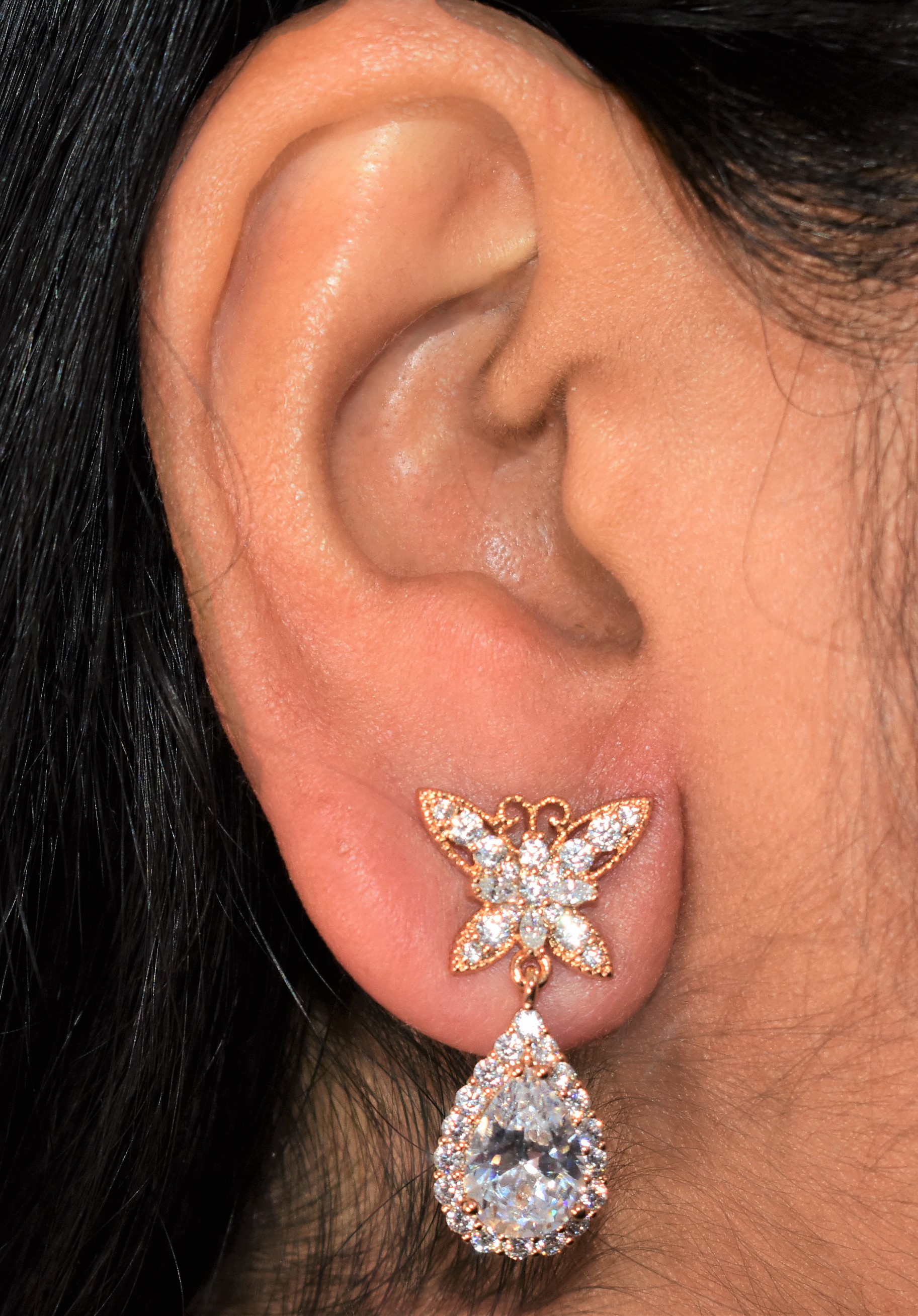 Colorful Red White Green Pink Tear Drop Earring GoldPlated Dangly Statement Stud - Picture 11 of 18