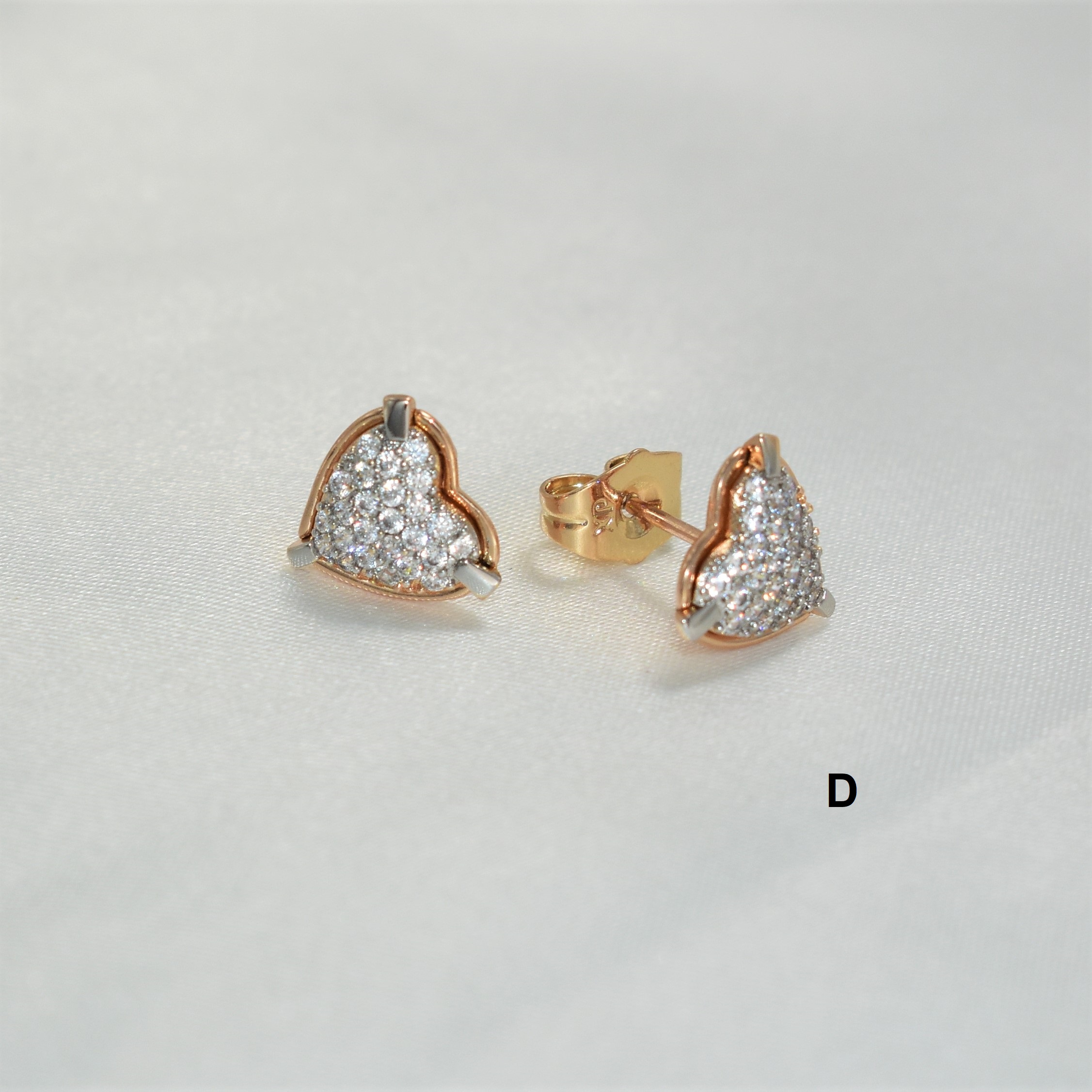 CZ Heart Earrings Gold Plated CZ Love Studs Dainty Minimalist Studs Gift For Her - Picture 9 of 9