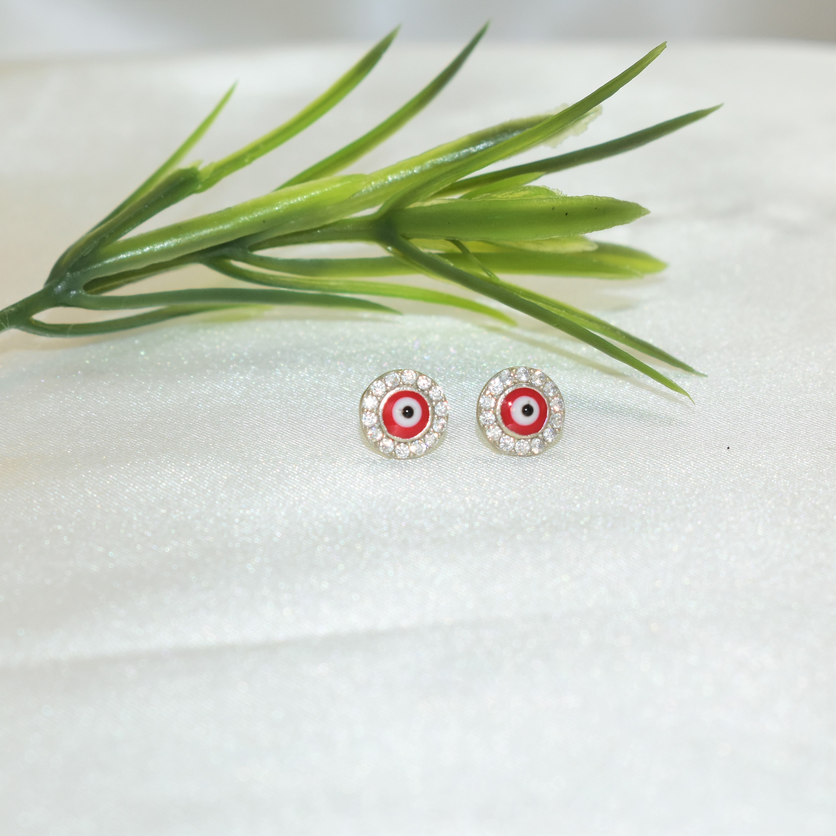 Evil Eye Studs Sterling Silver Earrings Protection Charm Studs, Gift for her - Picture 9 of 12