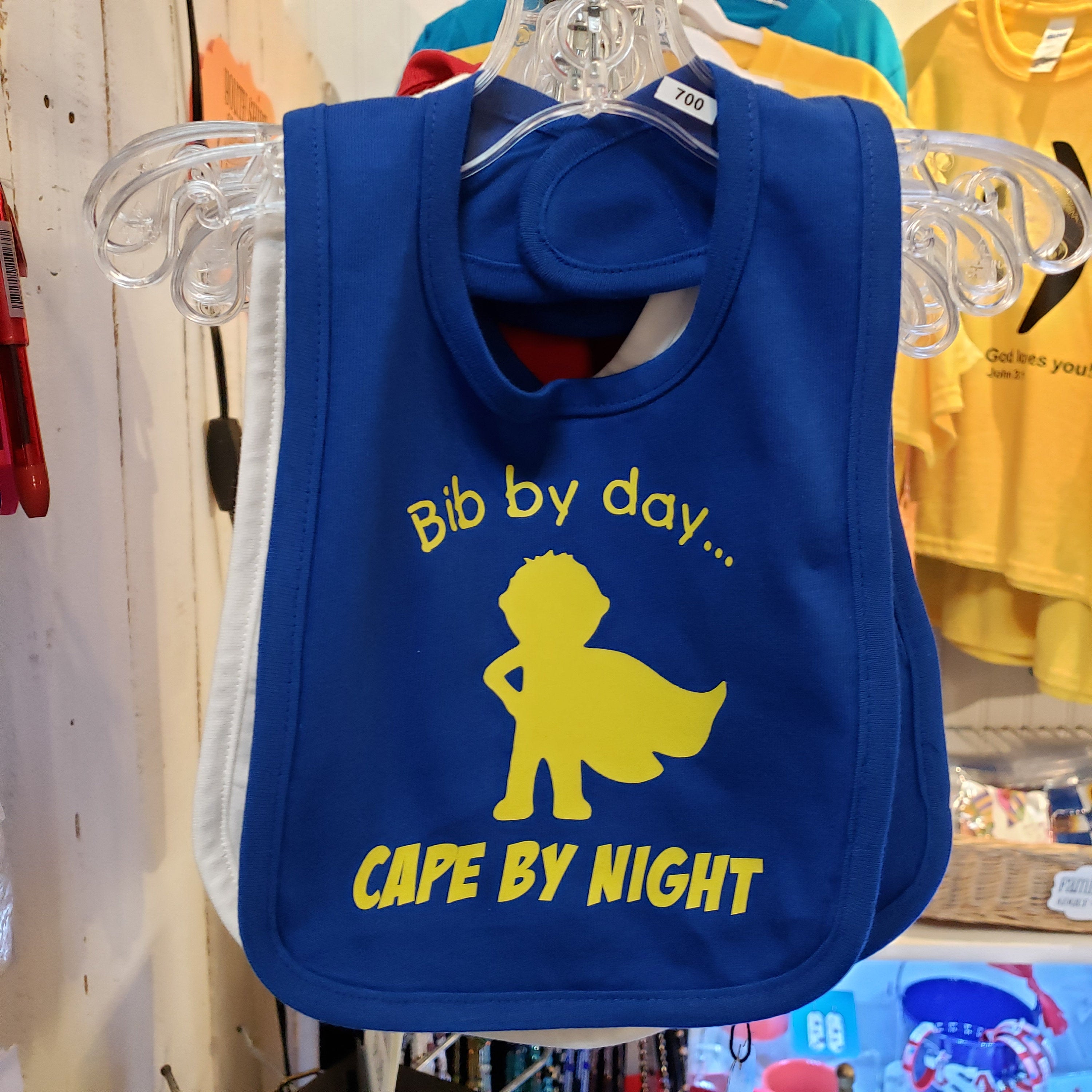 Bib by day, cape by night cotton infant bib. - Picture 3 of 4
