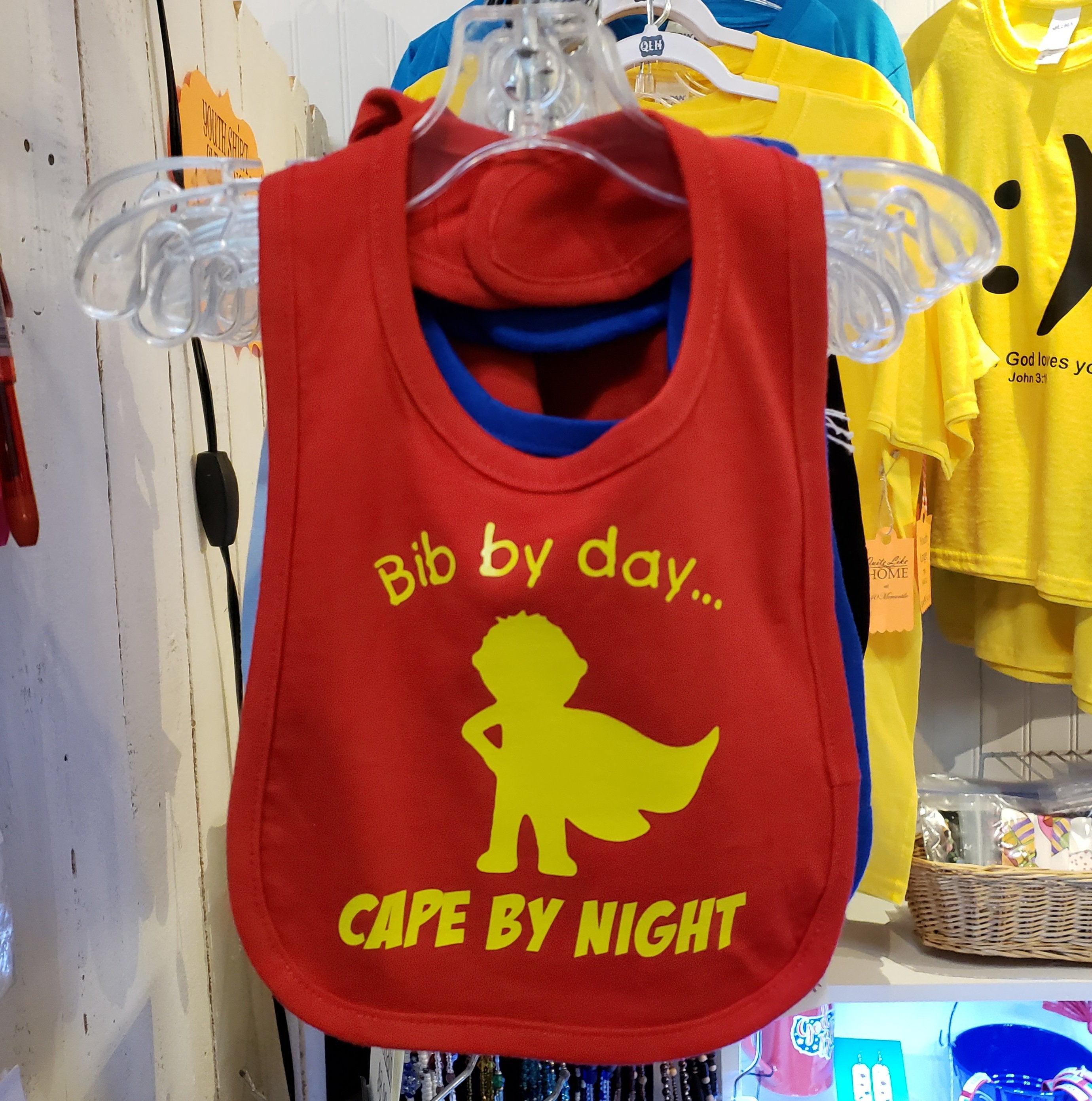 Bib by day, cape by night cotton infant bib. - Picture 4 of 4