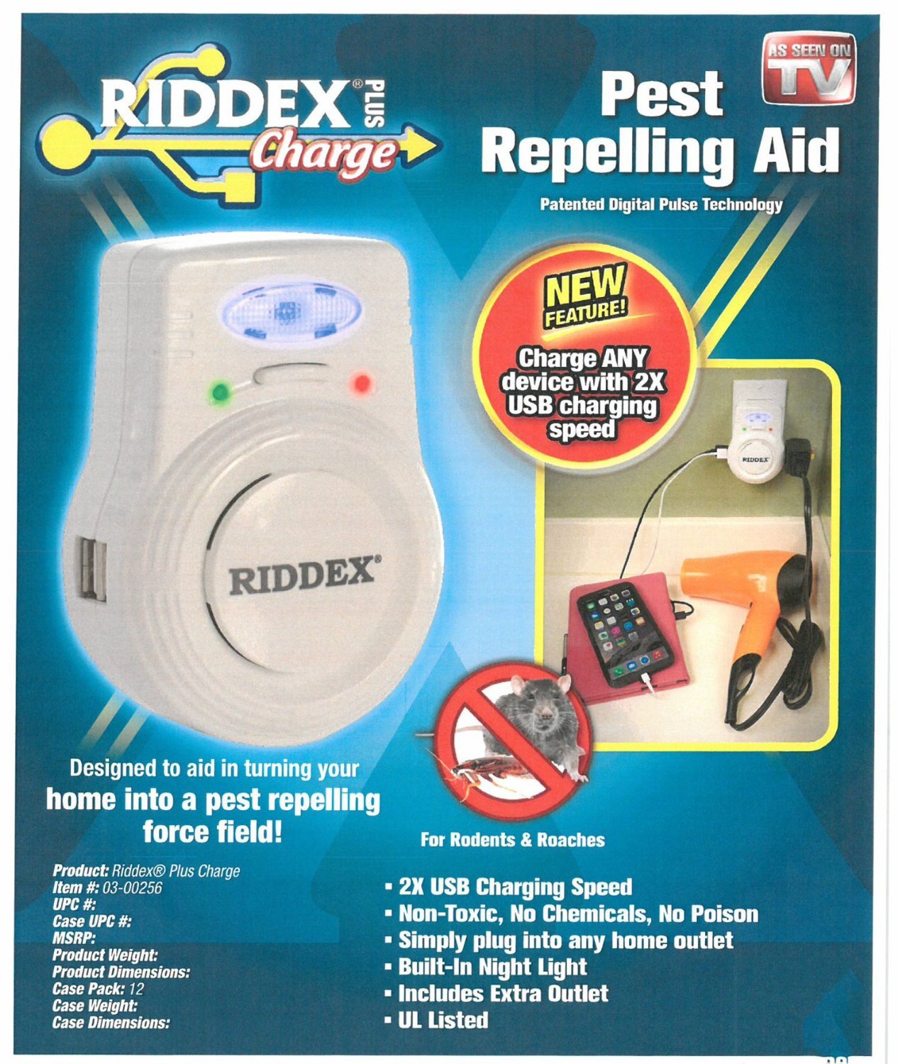 Riddex Repeller Plus Charger Pest Repelling Aid Svmproducts