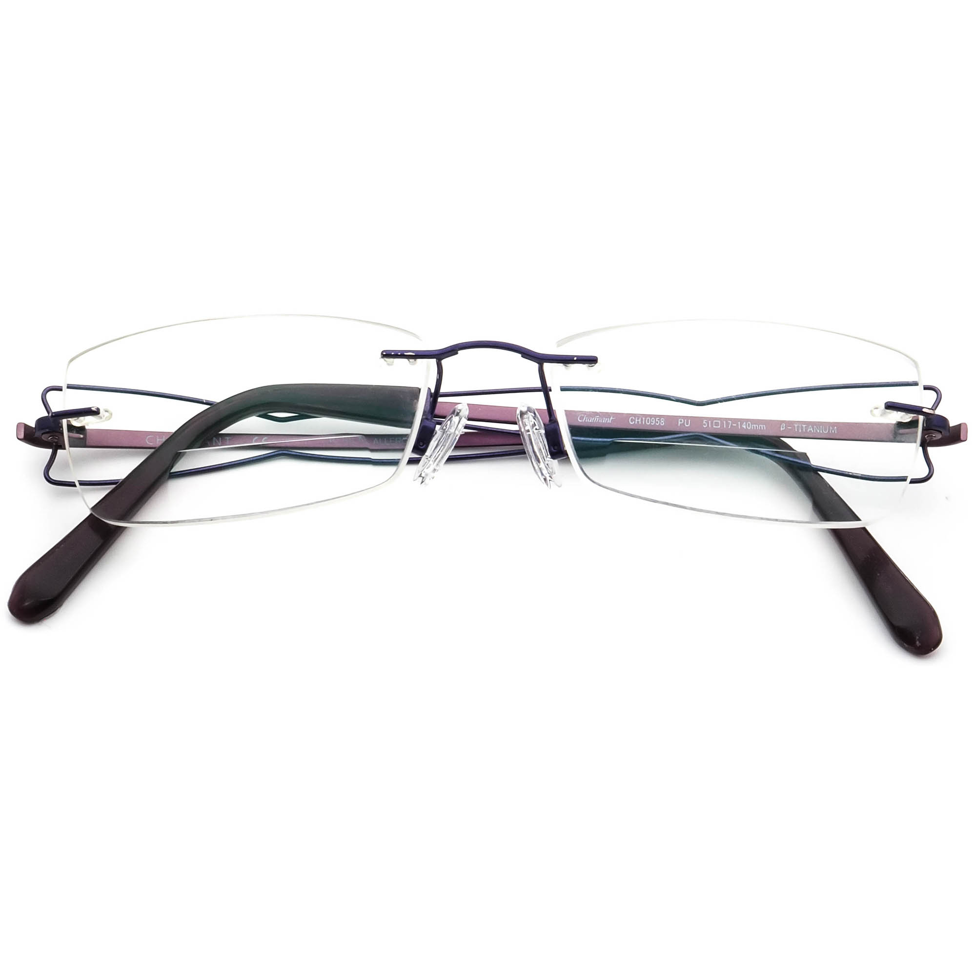 Charmant Women's Eyeglasses CH10958 PU Titanium Purple Rimless Frame 51[]17 140