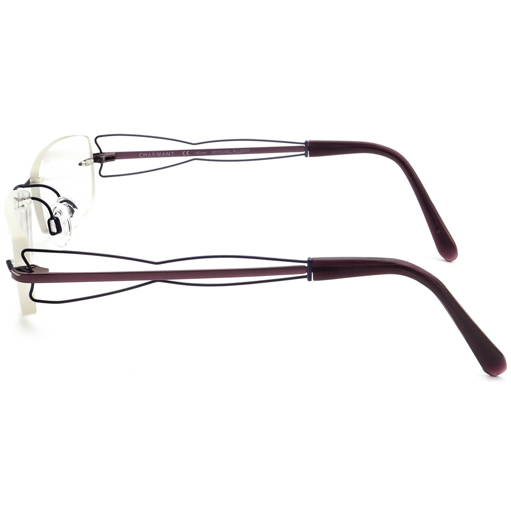 Charmant Women's Eyeglasses CH10958 PU Titanium Purple Rimless Frame 51[]17 140