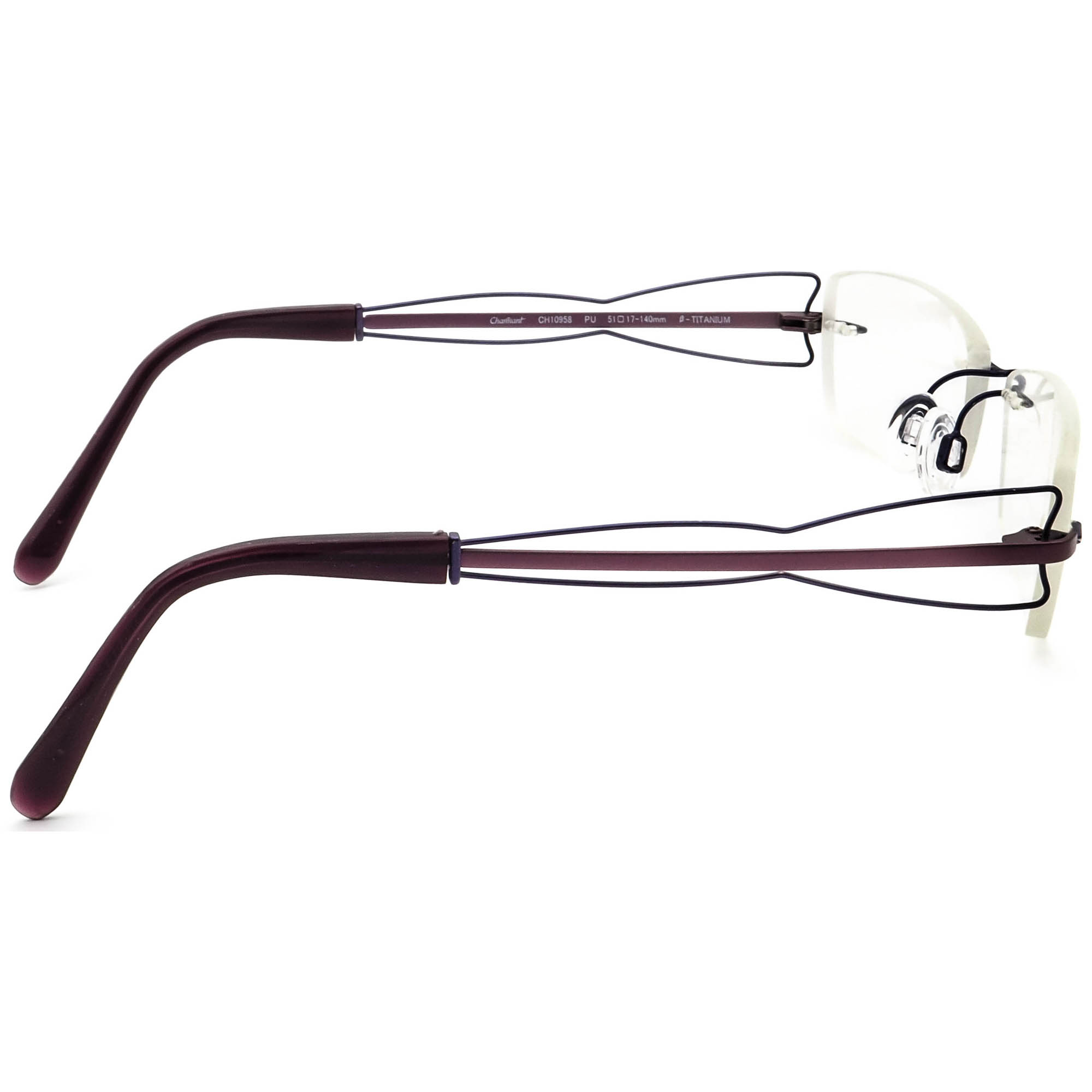 Charmant Women's Eyeglasses CH10958 PU Titanium Purple Rimless Frame 51[]17 140