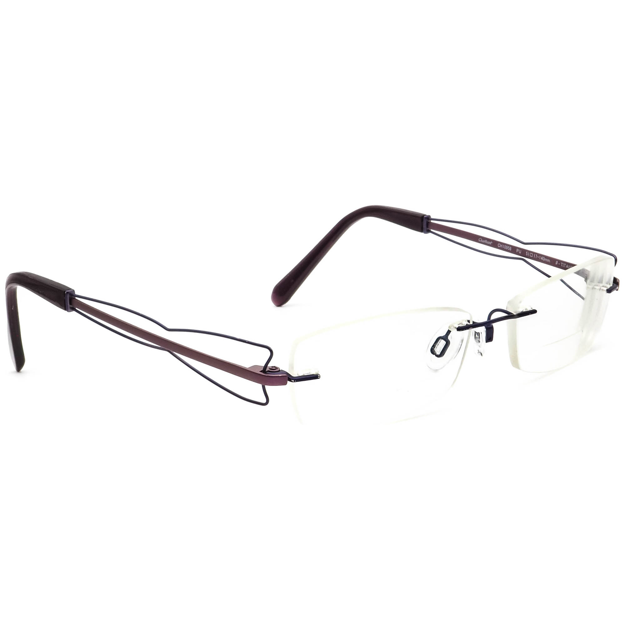 Charmant Women's Eyeglasses CH10958 PU Titanium Purple Rimless Frame 51[]17 140
