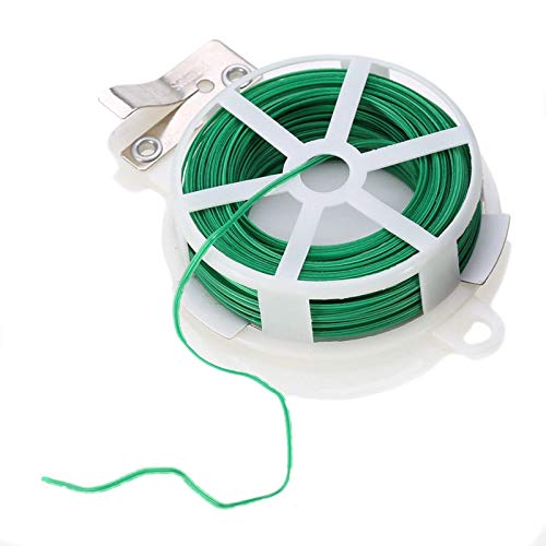 50m PVC Green Plastic Twist Tie Spool with Cutter for Garden Yard Plant
