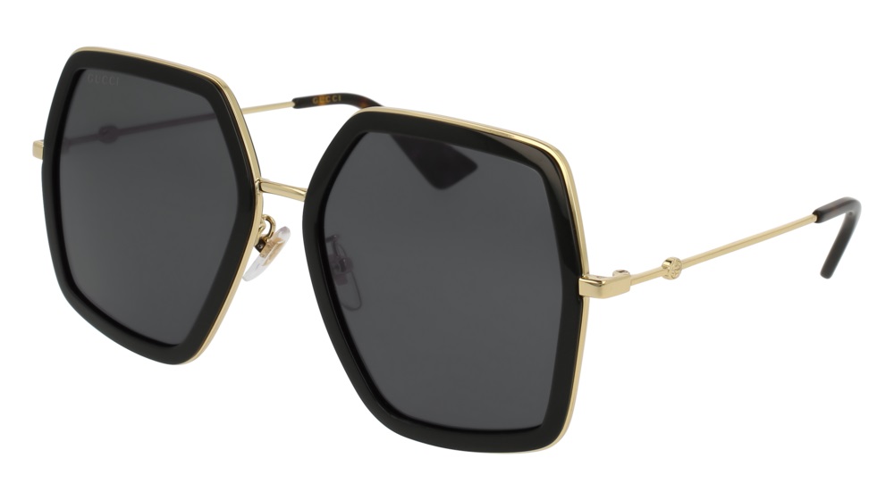Gucci Sunglasses GG0106S-001 56mm Black-Gold / Grey Lens  display picture 3
