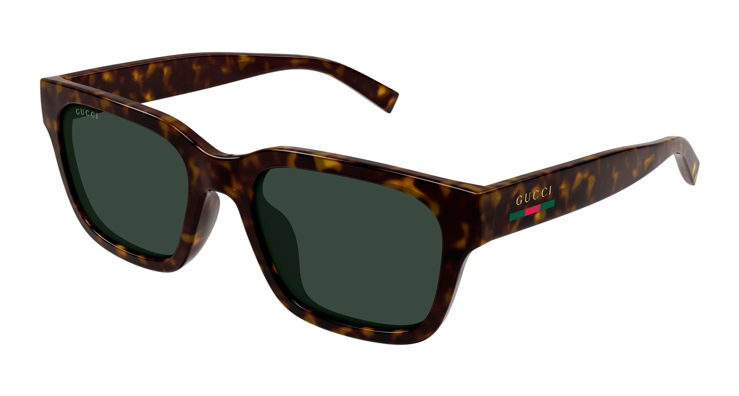 Gucci GG1857S 002 Square Sunglasses 55mm Havana / Green Solid Lens