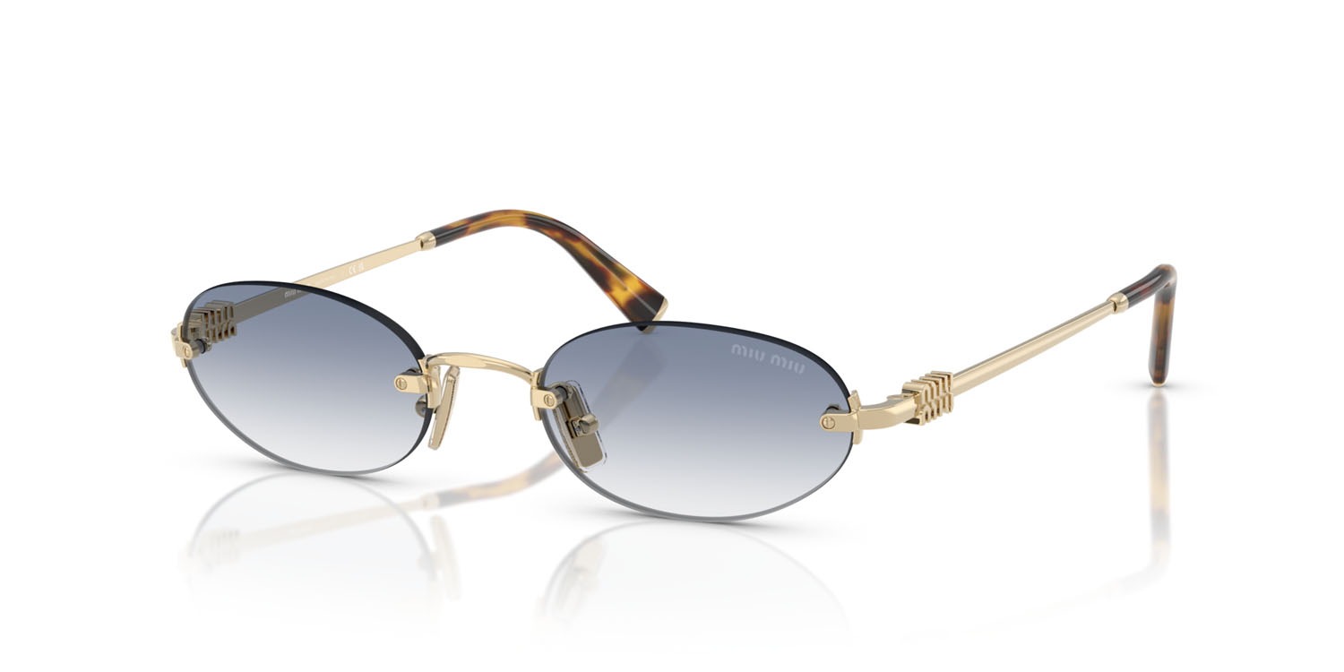 Miu Miu MUA54S ZVN80O Sunglasses 51mm Pale Gold / Clear Light Blue Gradient Lens