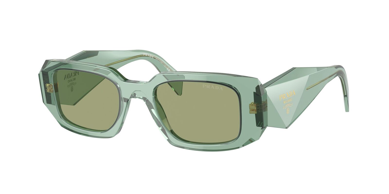NEW Prada PR17WS 11R10E Sage Green Mirror Internal Silver Rectangle Sunglasses Prada PR17WS 11R10E-49 Transparent Sage / Green Mirror  main image 3
