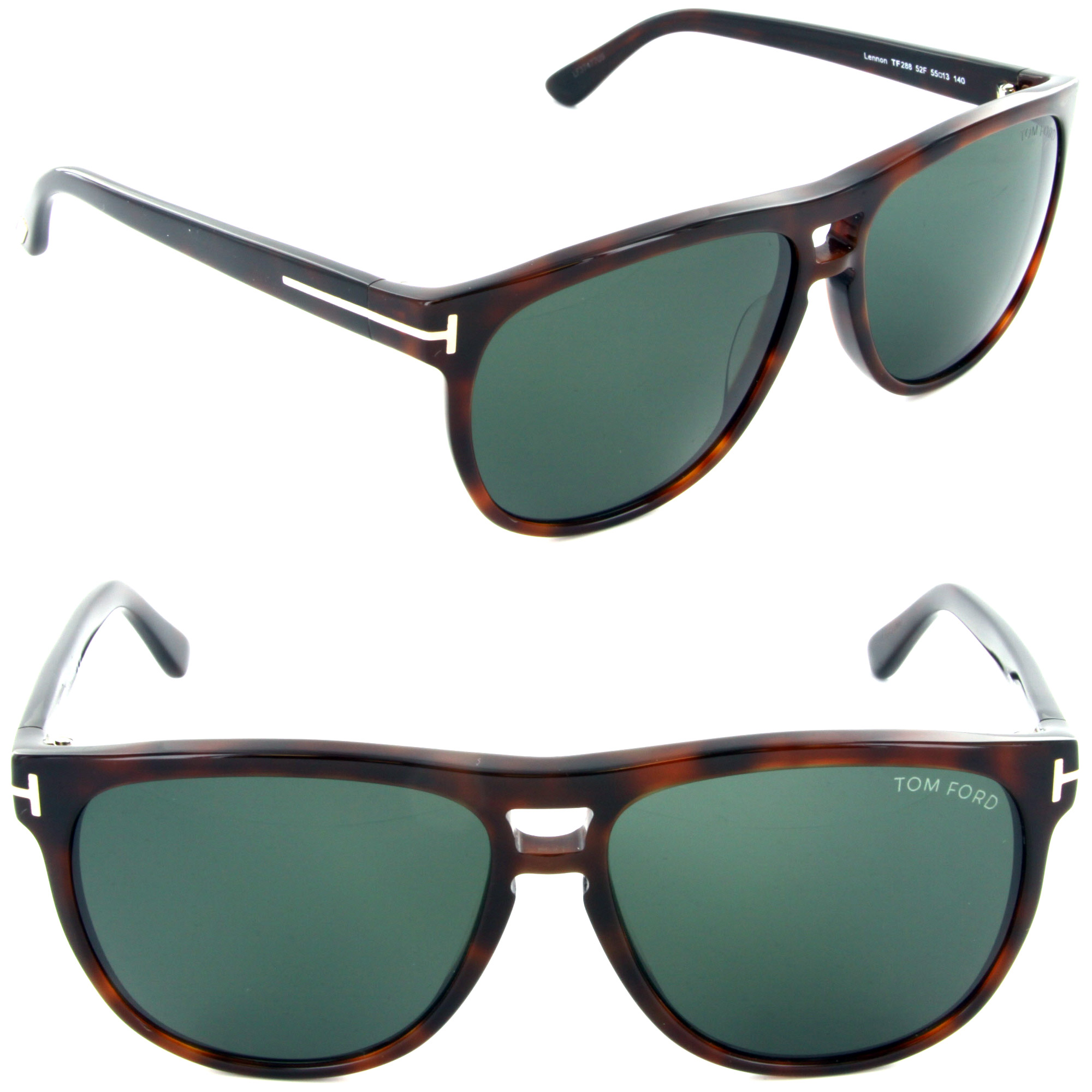 Tom Ford Lennon TF 288 52F Sunglasses Dark Havana / Green  display picture 1