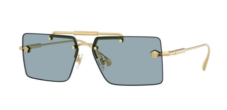 Versace VE2245 100280 Rectangle Sunglasses – Gold/Blue VERSACE VE2245 100280 Gold/Blue 60-13-145 Sunglasses New  main image 4