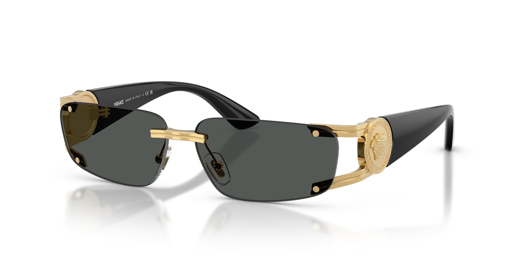 Versace VE2291 1002/87 Sunglasses 59mm Gold Black / Dark Grey Lens