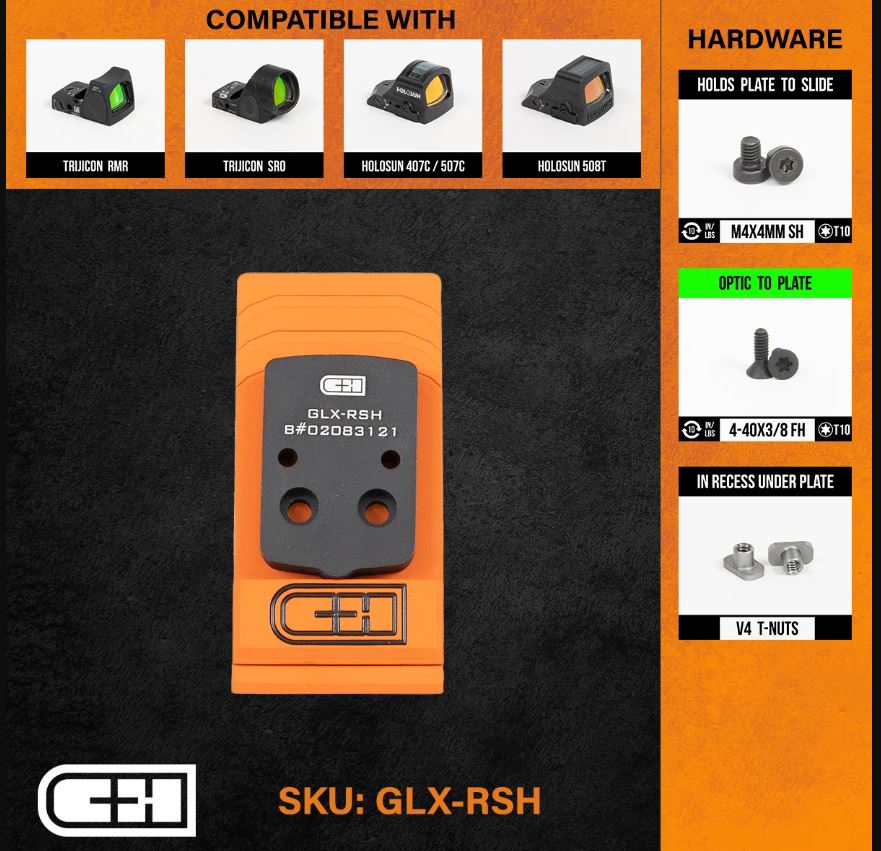 C&H Precision Optic Adapter Plate Glock 43x/48 MOS to RMR/Holosun