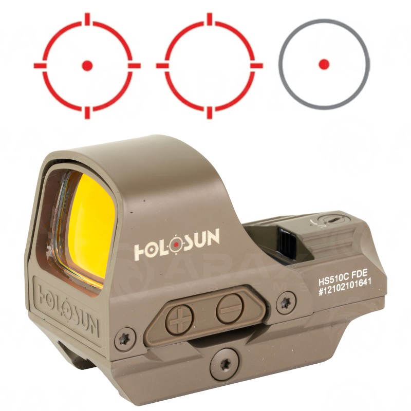 HOLOSUN HS510C-FDE レッド　レンズカバー、ライザー付き Holosun 510C FDE Red Dot Reflex Optic Sight QD Mount HS510C-FDE