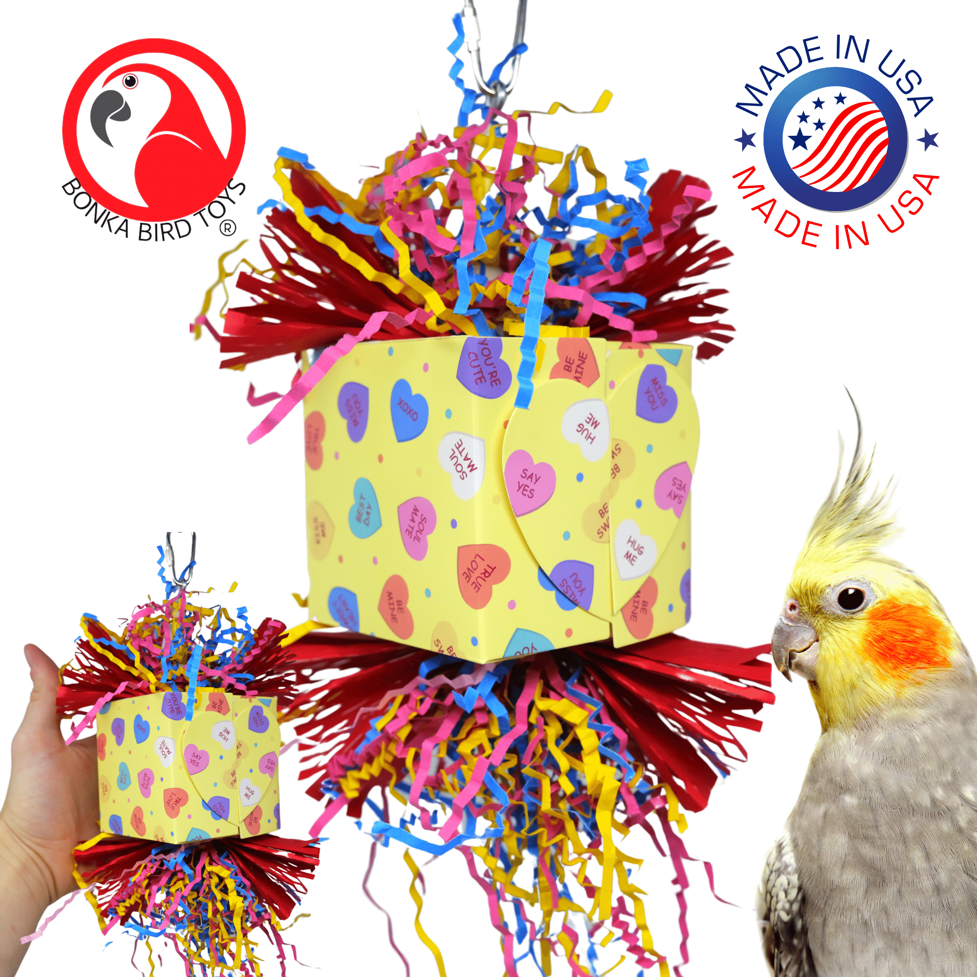 Bonka Pájaro Juguetes Corazón Caja San Valentín Masticar Trituración Mediana Loro Jaula Juguete Conure Mascota - Imagen 13 de 18