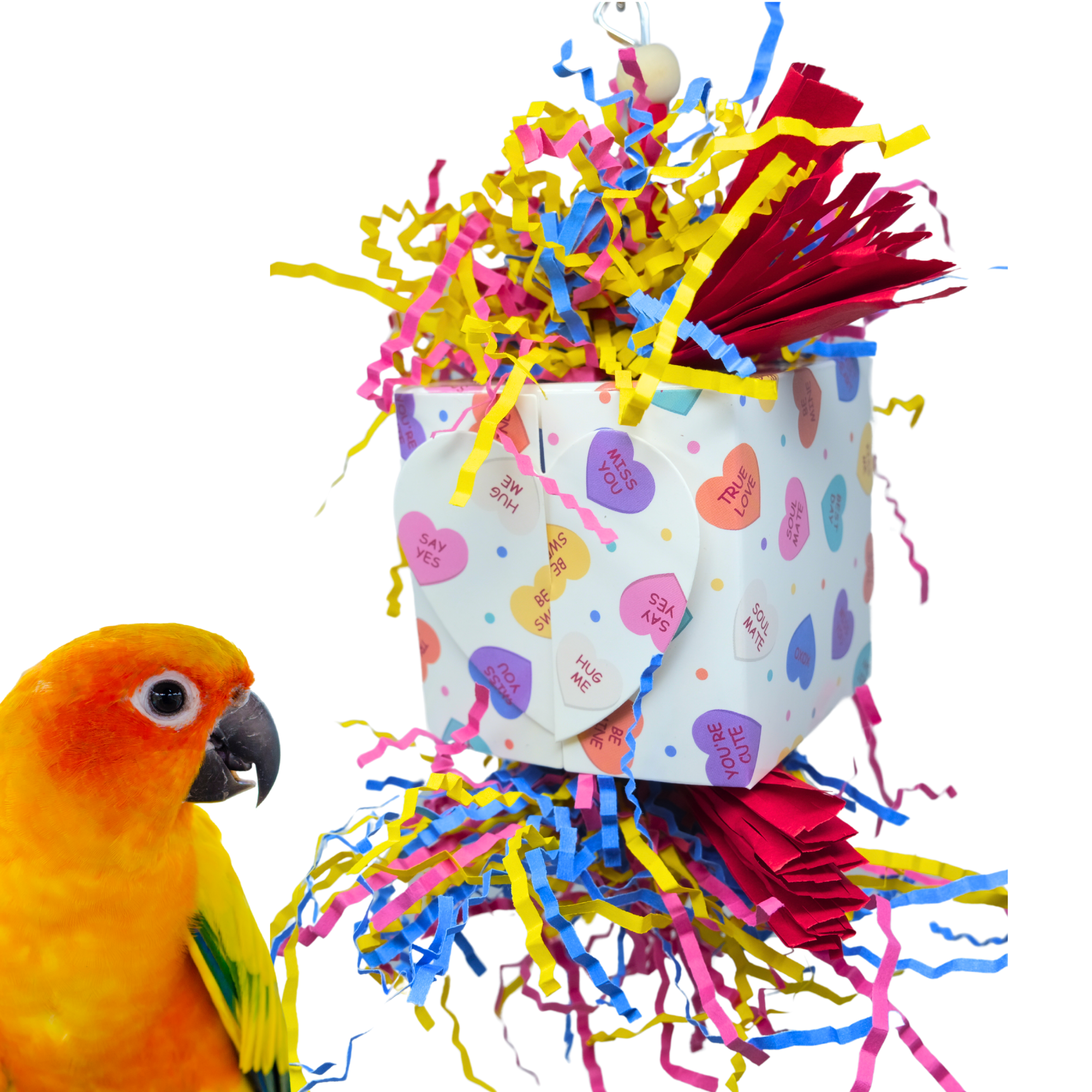 Bonka Pájaro Juguetes Corazón Caja San Valentín Masticar Trituración Mediana Loro Jaula Juguete Conure Mascota - Imagen 18 de 18