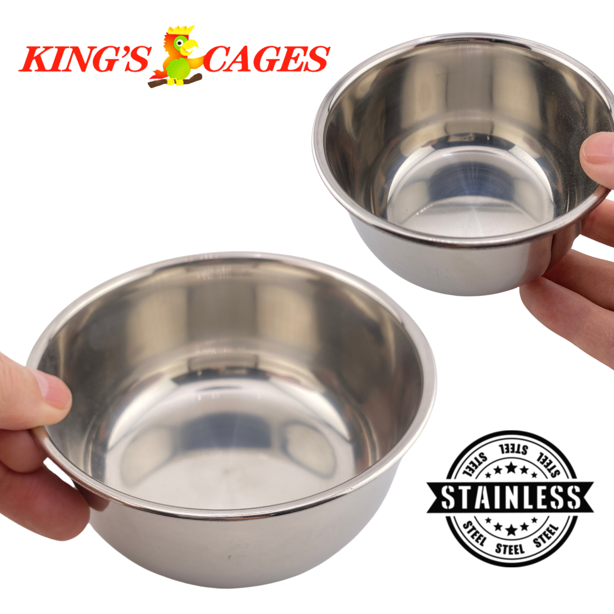 Jaulas Kings redondas de acero inoxidable cuencos jaula alimentadores semillas agua loro golosina mascota - Imagen 17 de 27