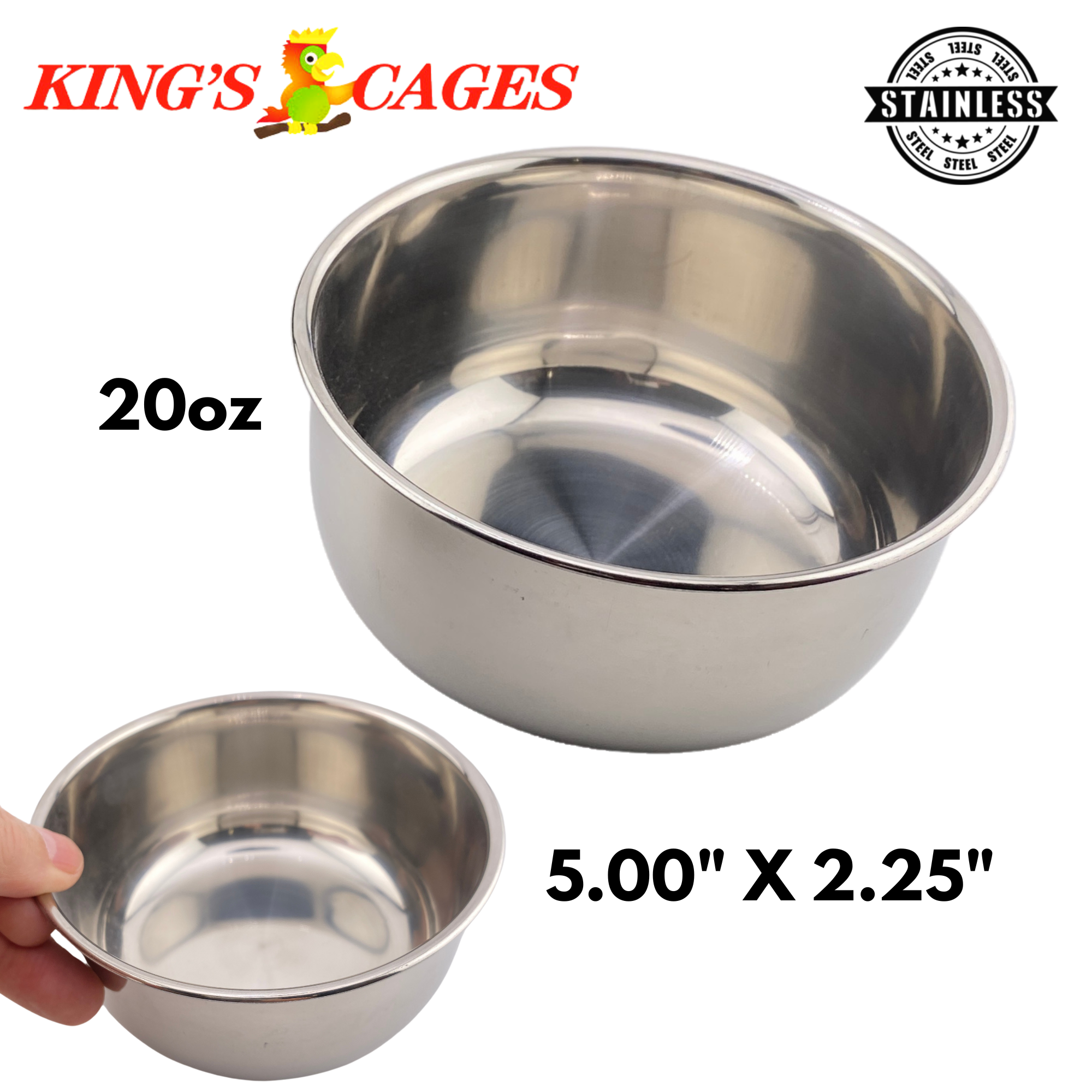 Jaulas Kings redondas de acero inoxidable cuencos jaula alimentadores semillas agua loro golosina mascota - Imagen 14 de 27