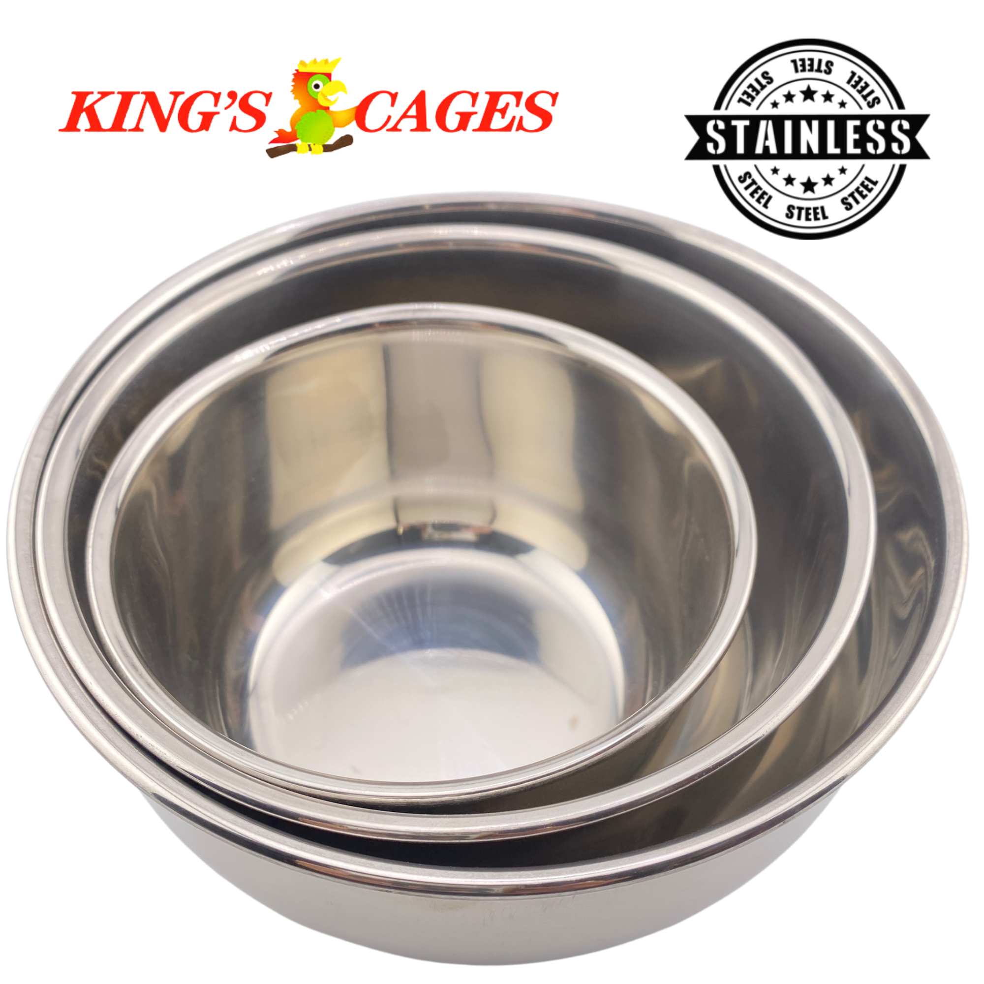 Jaulas Kings redondas de acero inoxidable cuencos jaula alimentadores semillas agua loro golosina mascota - Imagen 18 de 27
