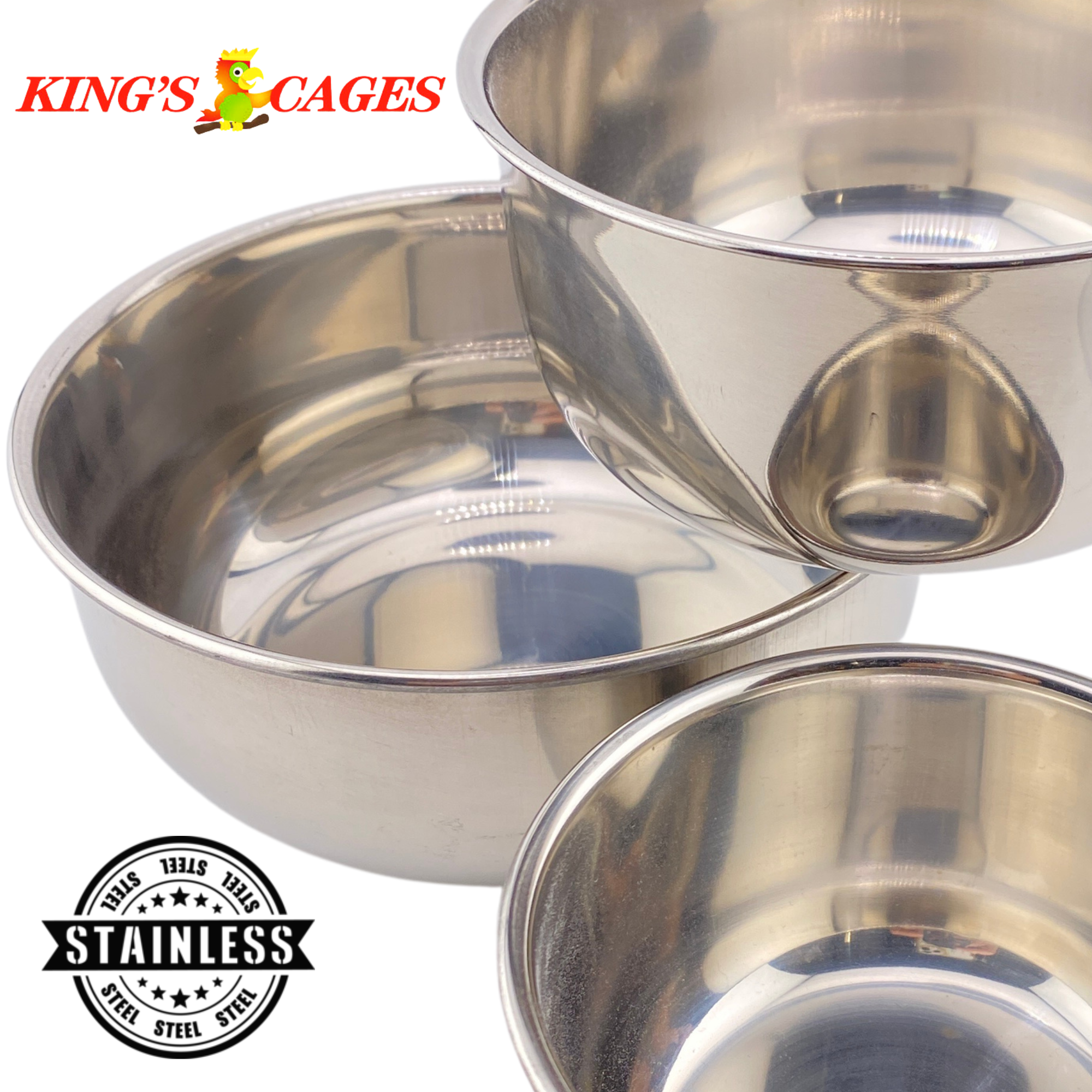 Jaulas Kings redondas de acero inoxidable cuencos jaula alimentadores semillas agua loro golosina mascota - Imagen 26 de 27