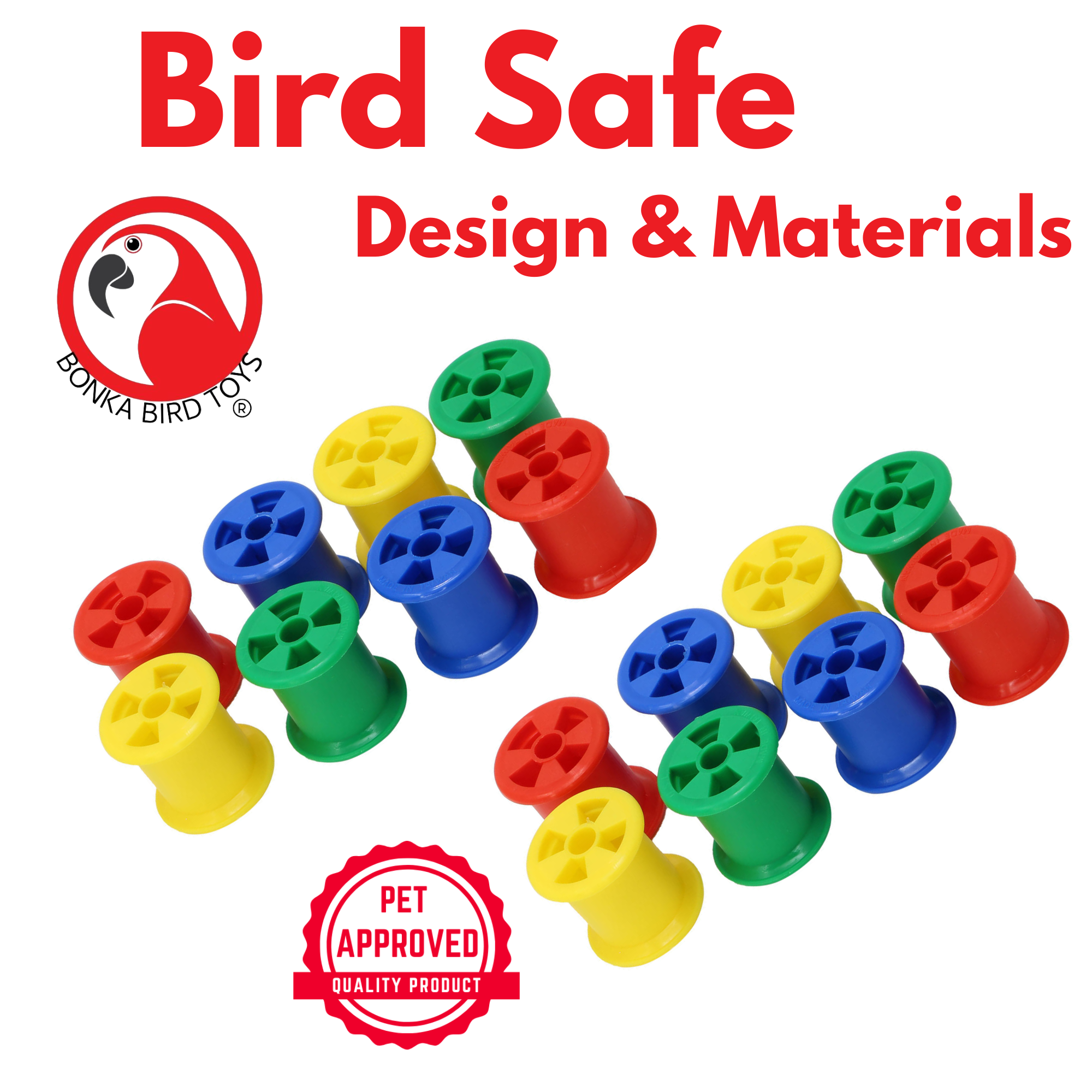 Bonka Bird Toys 1490 Colored Plastic Bobbin Spools Foot Talon Craft Part Parrot - Picture 21 of 25