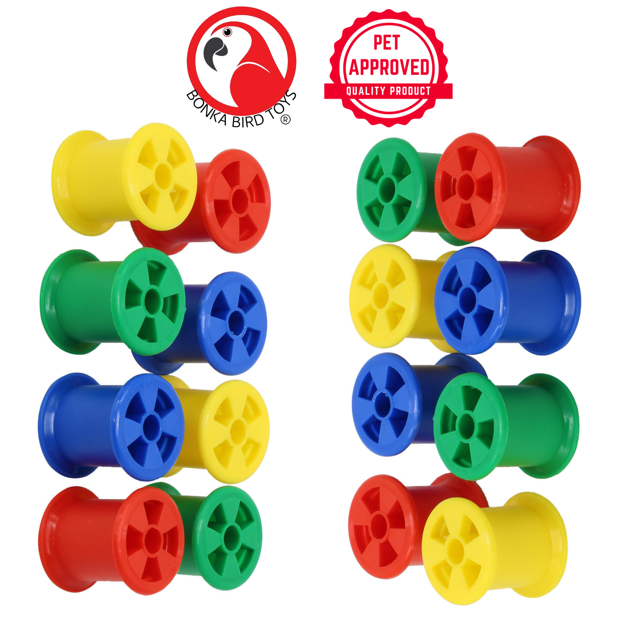 Bonka Bird Toys 1490 Colored Plastic Bobbin Spools Foot Talon Craft Part Parrot - Picture 19 of 25