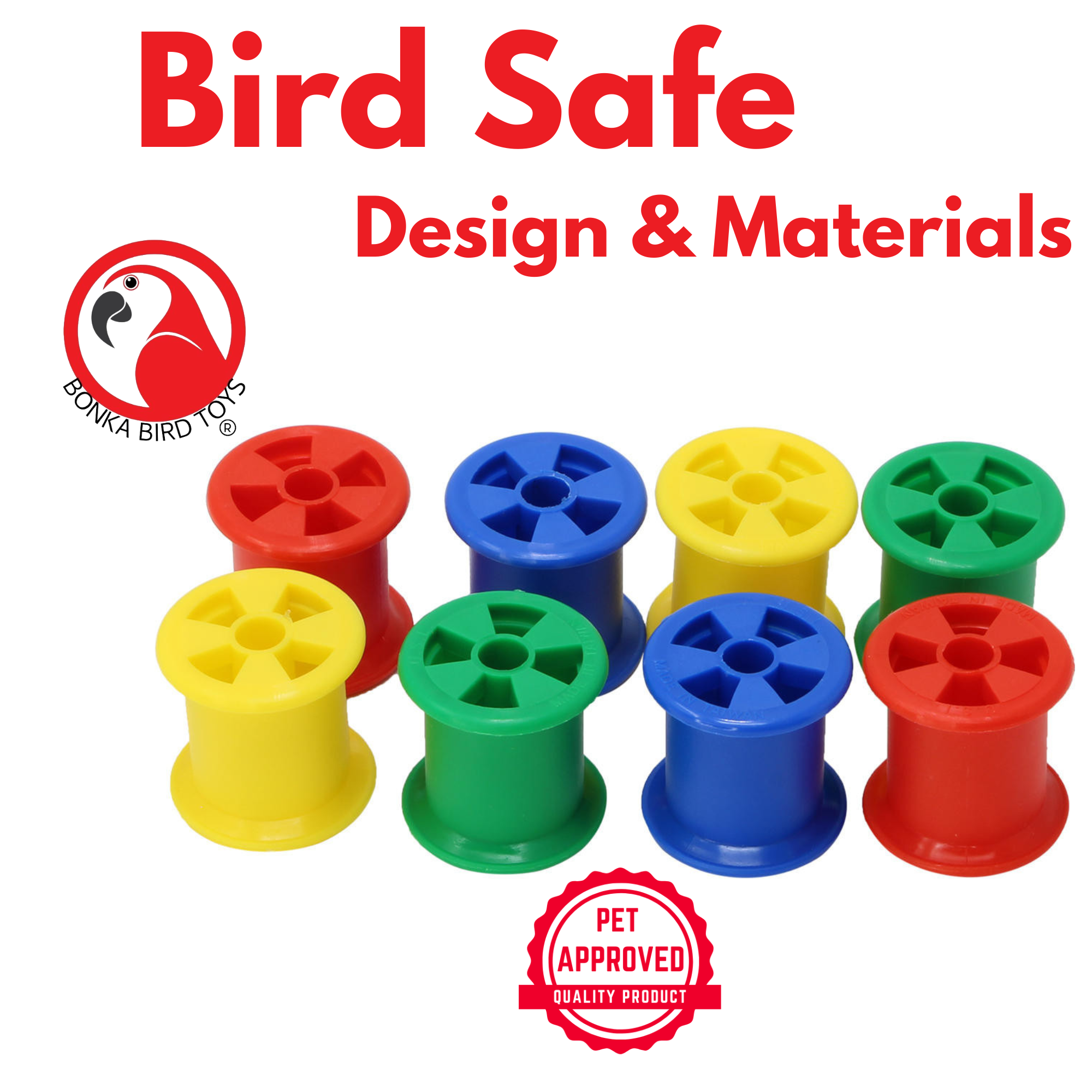 Bonka Bird Toys 1490 Colored Plastic Bobbin Spools Foot Talon Craft Part Parrot - Picture 15 of 25