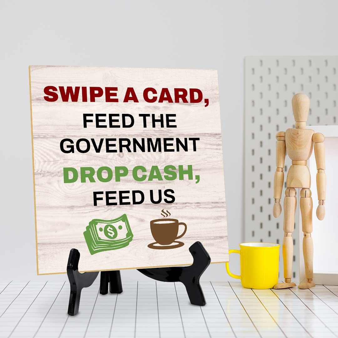 Uncle Sam’s Cut, Tips Table Signs 5"x 5" Square Table Sign With Acrylic Easel
