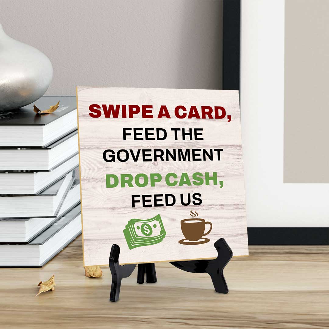 Uncle Sam’s Cut, Tips Table Signs 5"x 5" Square Table Sign With Acrylic Easel