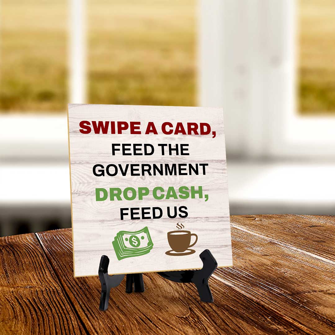 Uncle Sam’s Cut, Tips Table Signs 5"x 5" Square Table Sign With Acrylic Easel