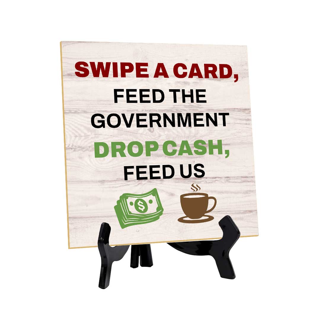 Uncle Sam’s Cut, Tips Table Signs 5"x 5" Square Table Sign With Acrylic Easel