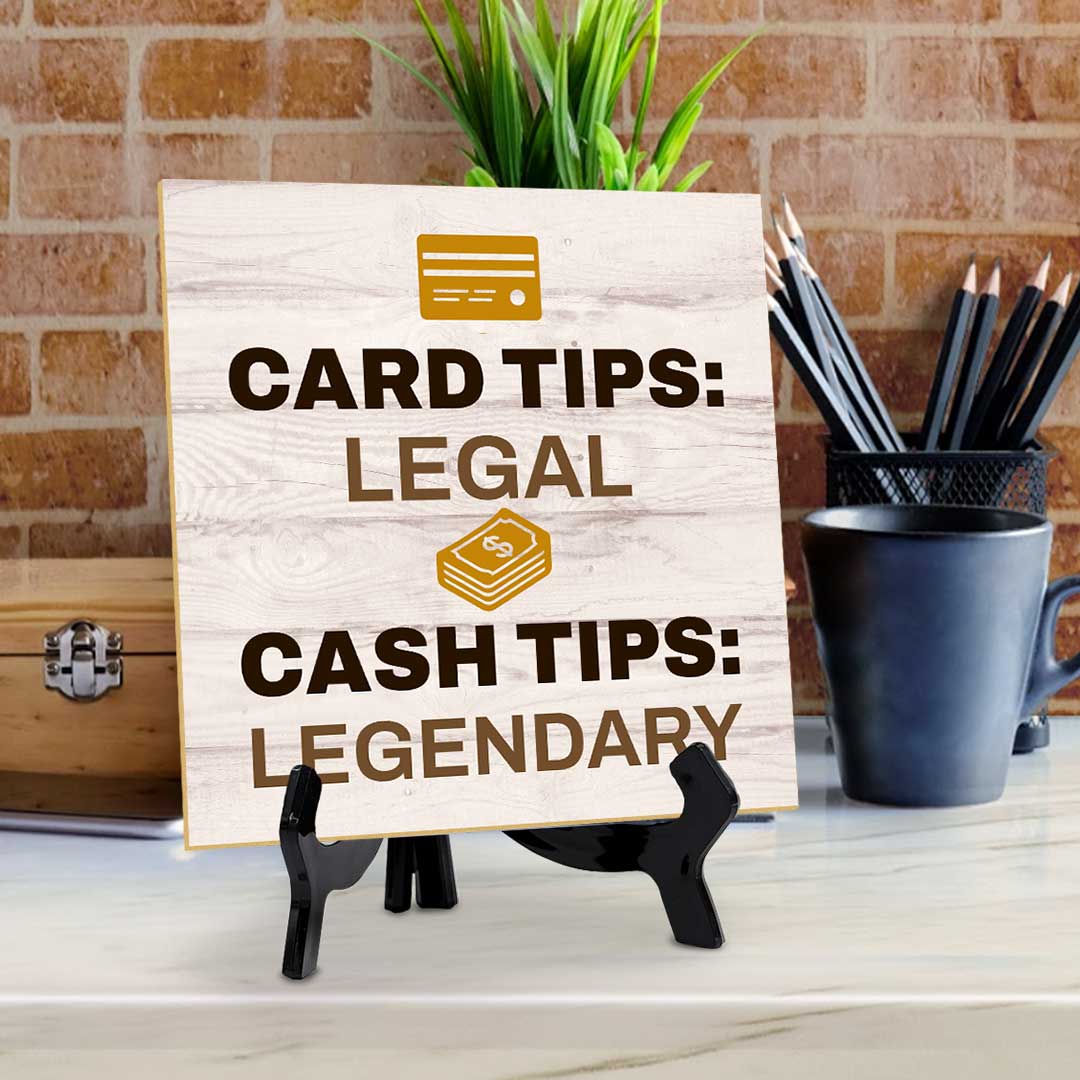 Tip Without a Trace - Playfully Rebellious Table Signs 5"x 5" Square Table Sign