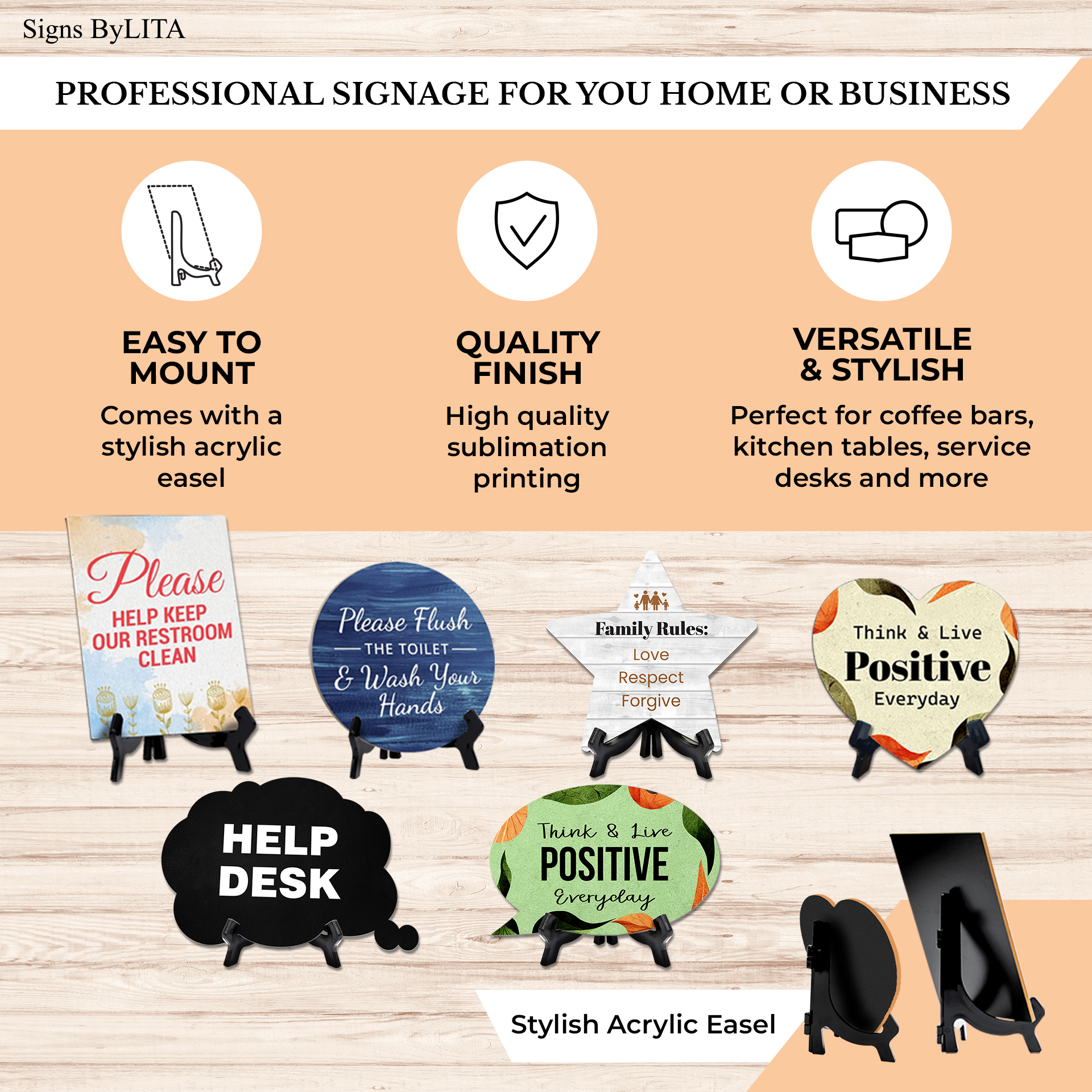 Tip Without a Trace - Playfully Rebellious Table Signs 5"x 5" Square Table Sign