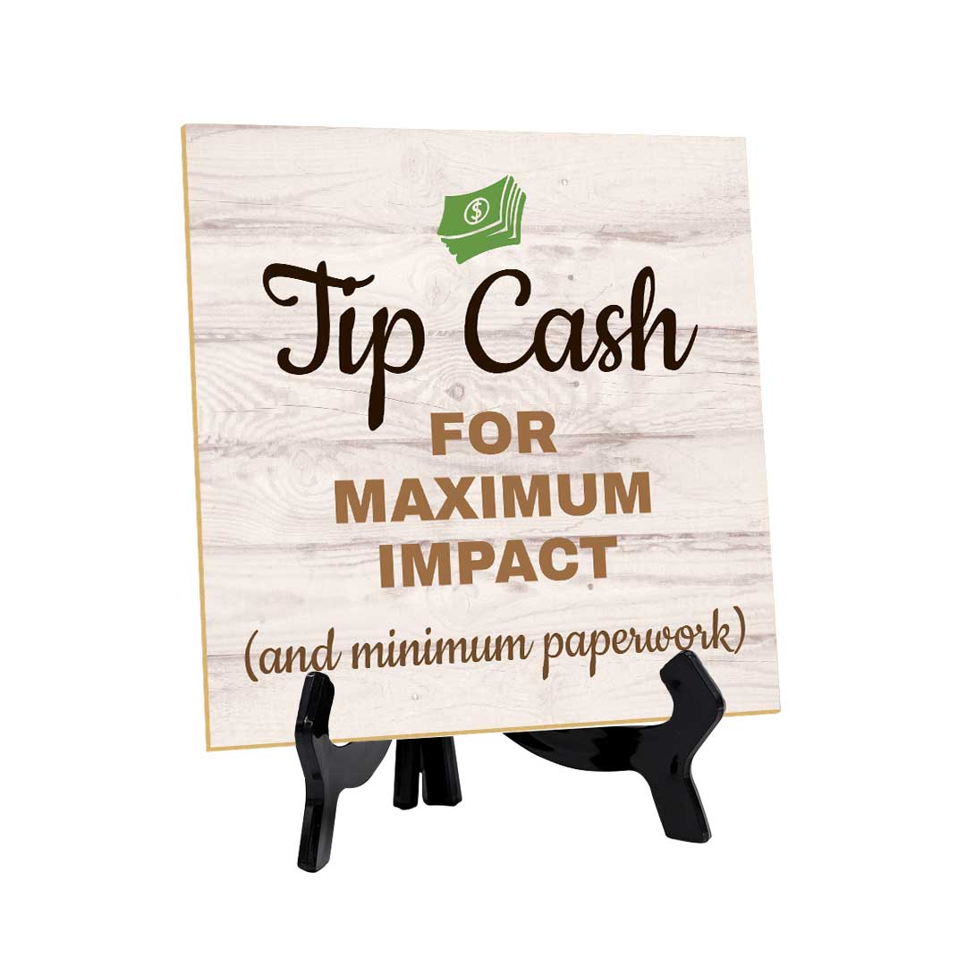 Tip Big, Keep It Here Table Signs 5"x 5" Square Table Sign With Acrylic Easel