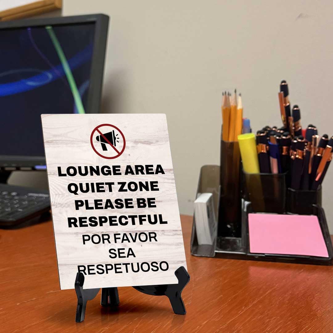 Customer Notification Bilingual Table Signs with Acrylic Stand (6x8“)