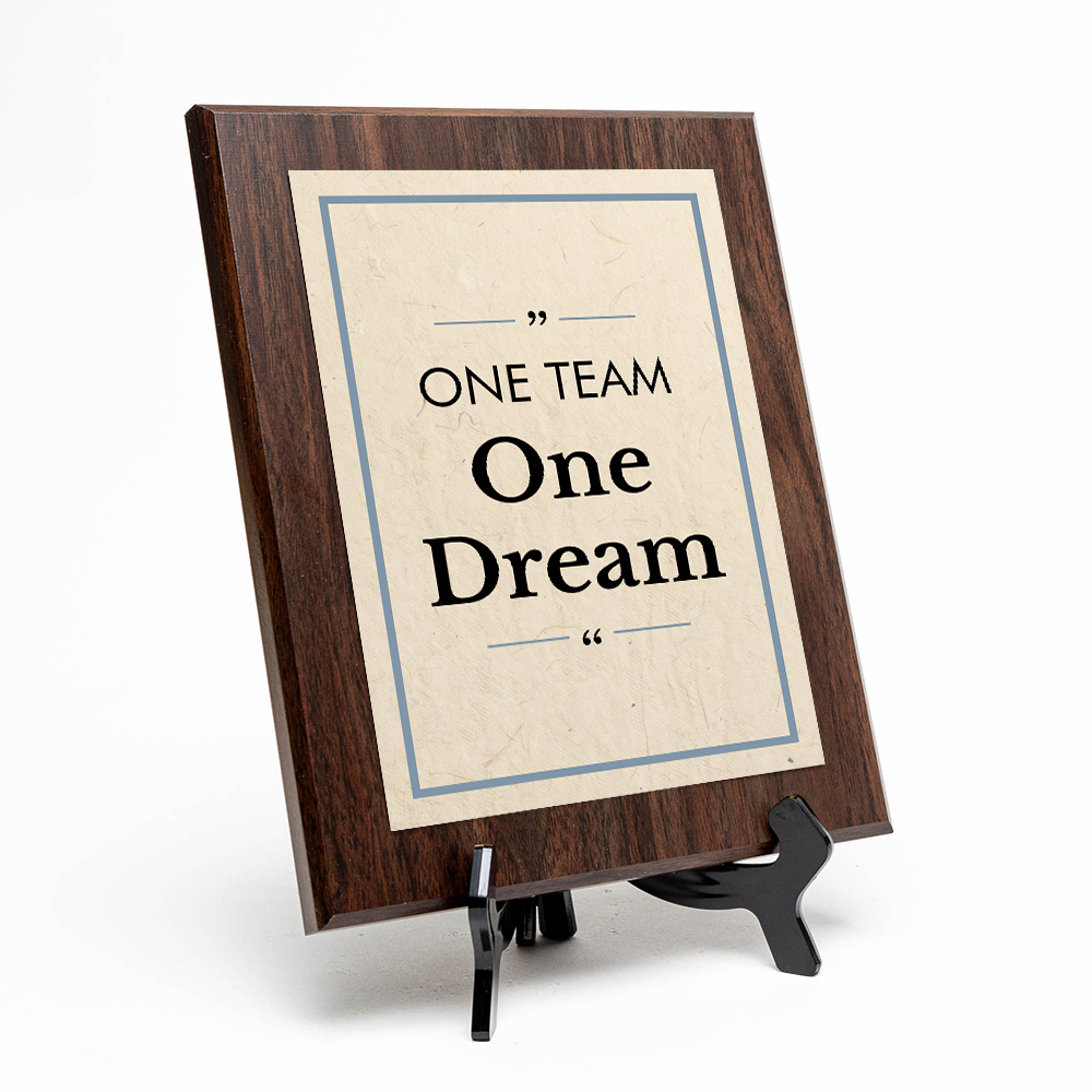 One Team, One Dream Decorative Wall Plaque With Easel Acrylic Stand