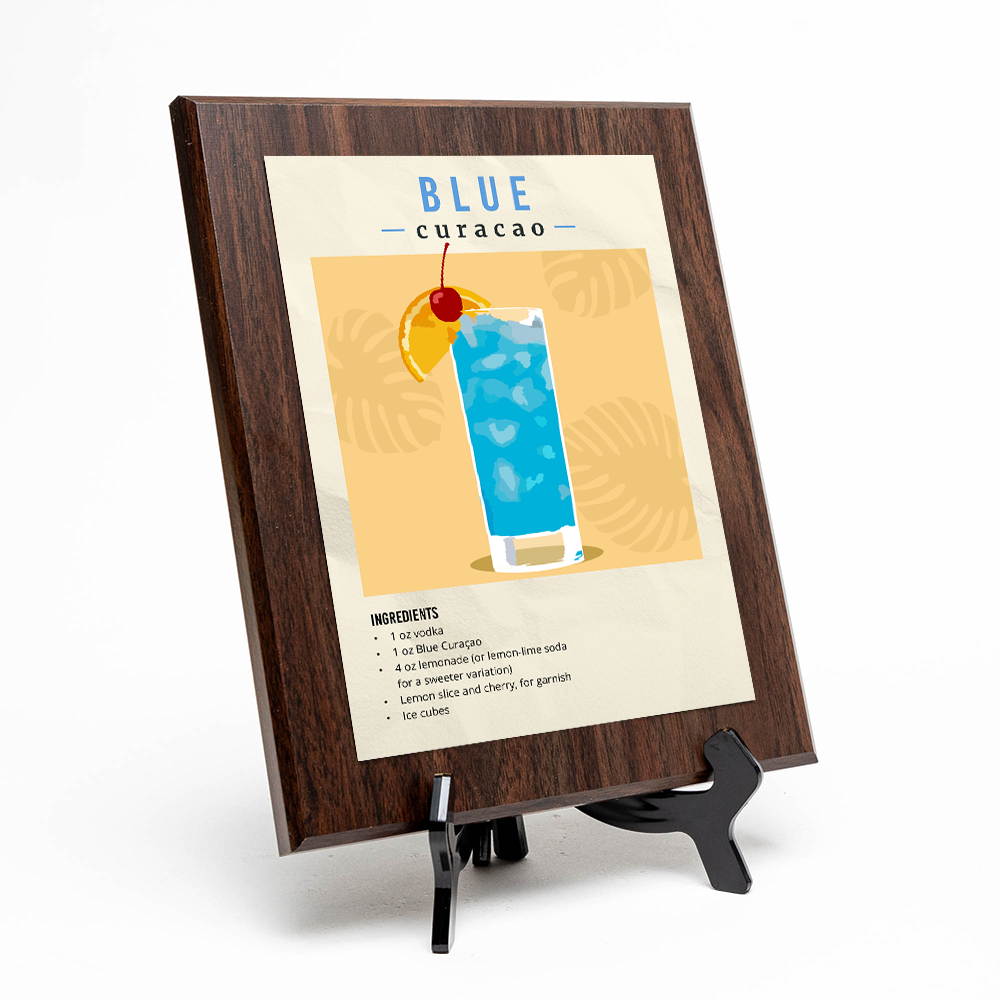 Blue Curacao Decorative Wall Plaque With Easel Acrylic Stand | Home Decor