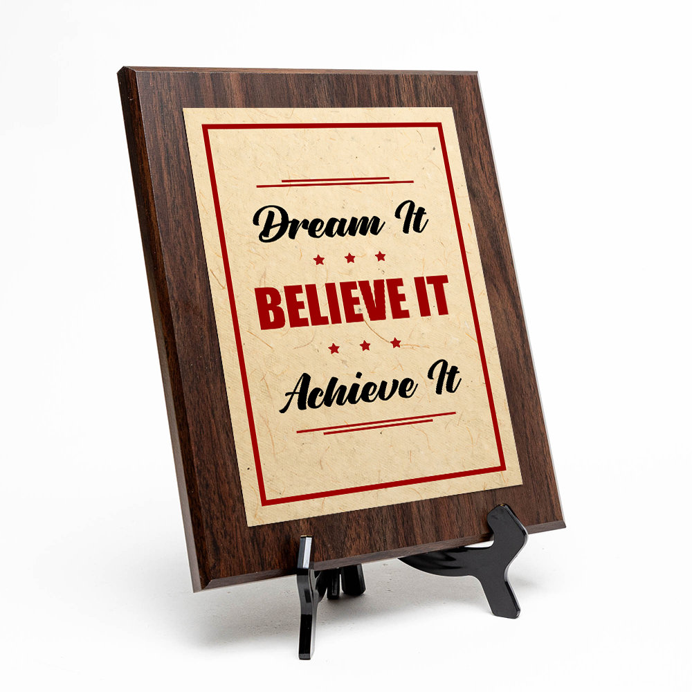 Dream It Believe It Achieve It Decorative Wall Plaque With Easel Acrylic Stand