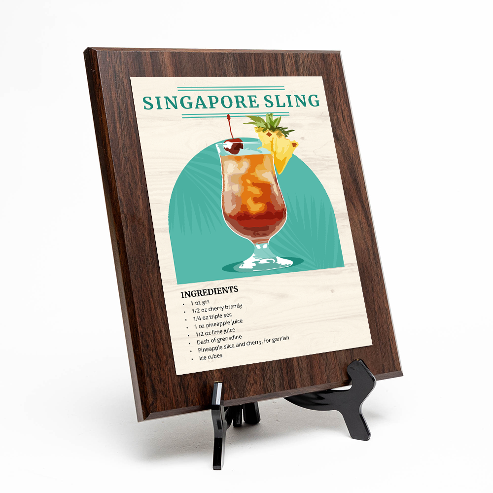 Singapore Sling Decorative Wall Plaque With Easel Acrylic Stand | Home Decor