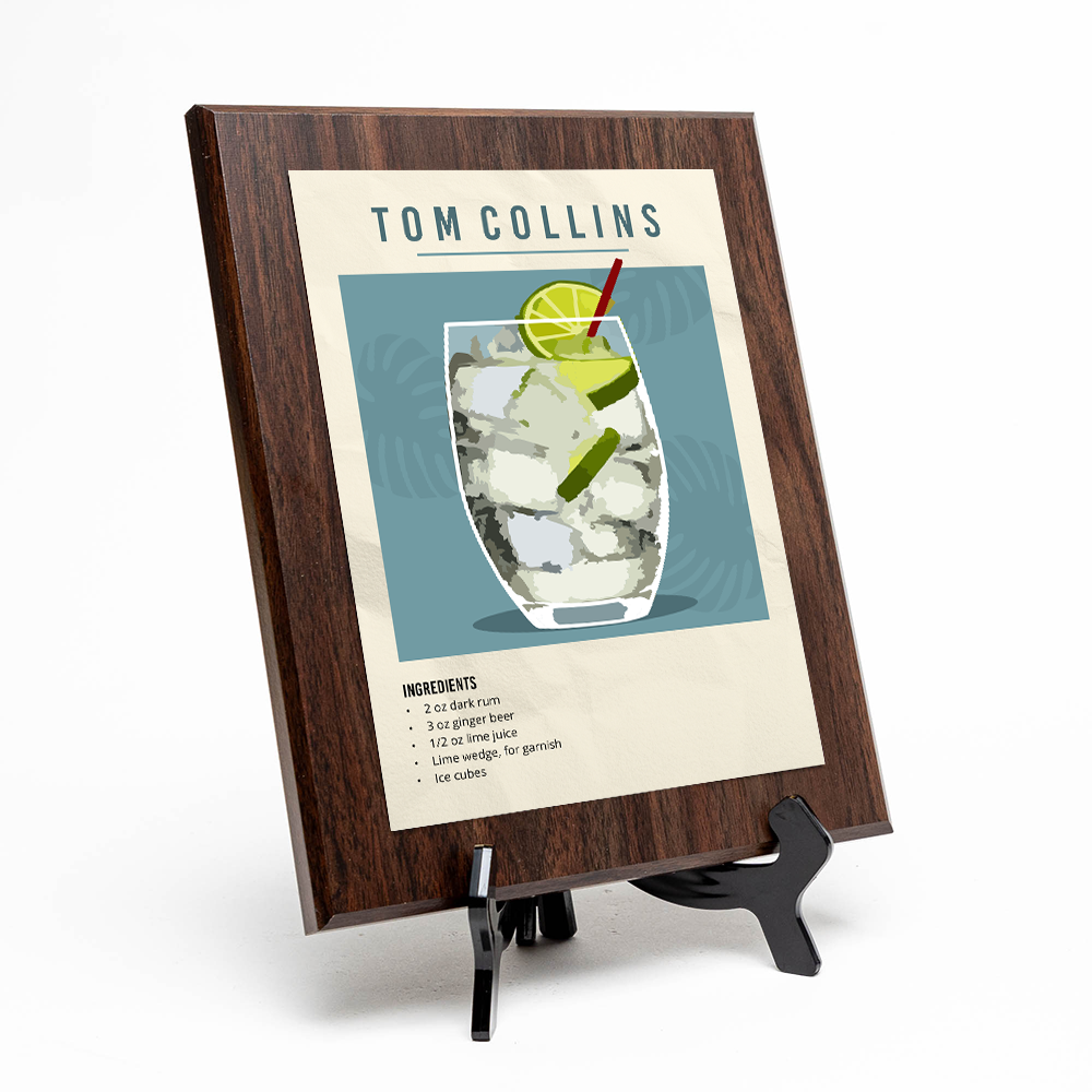 Tom Collins Decorative Wall Plaque With Easel Acrylic Stand | Home Decor
