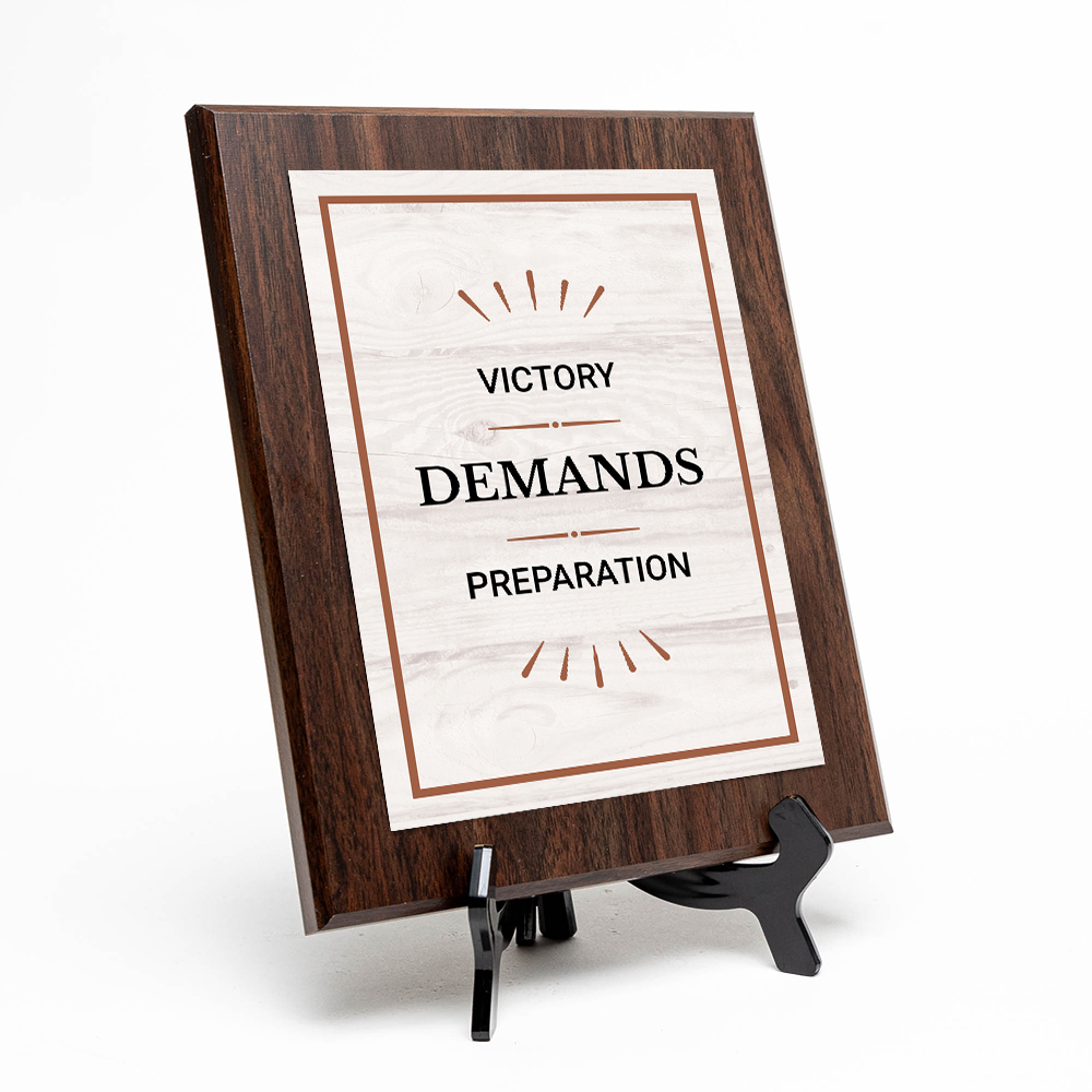 Victory Demands Preparation Decorative Wall Plaque With Easel Acrylic Stand