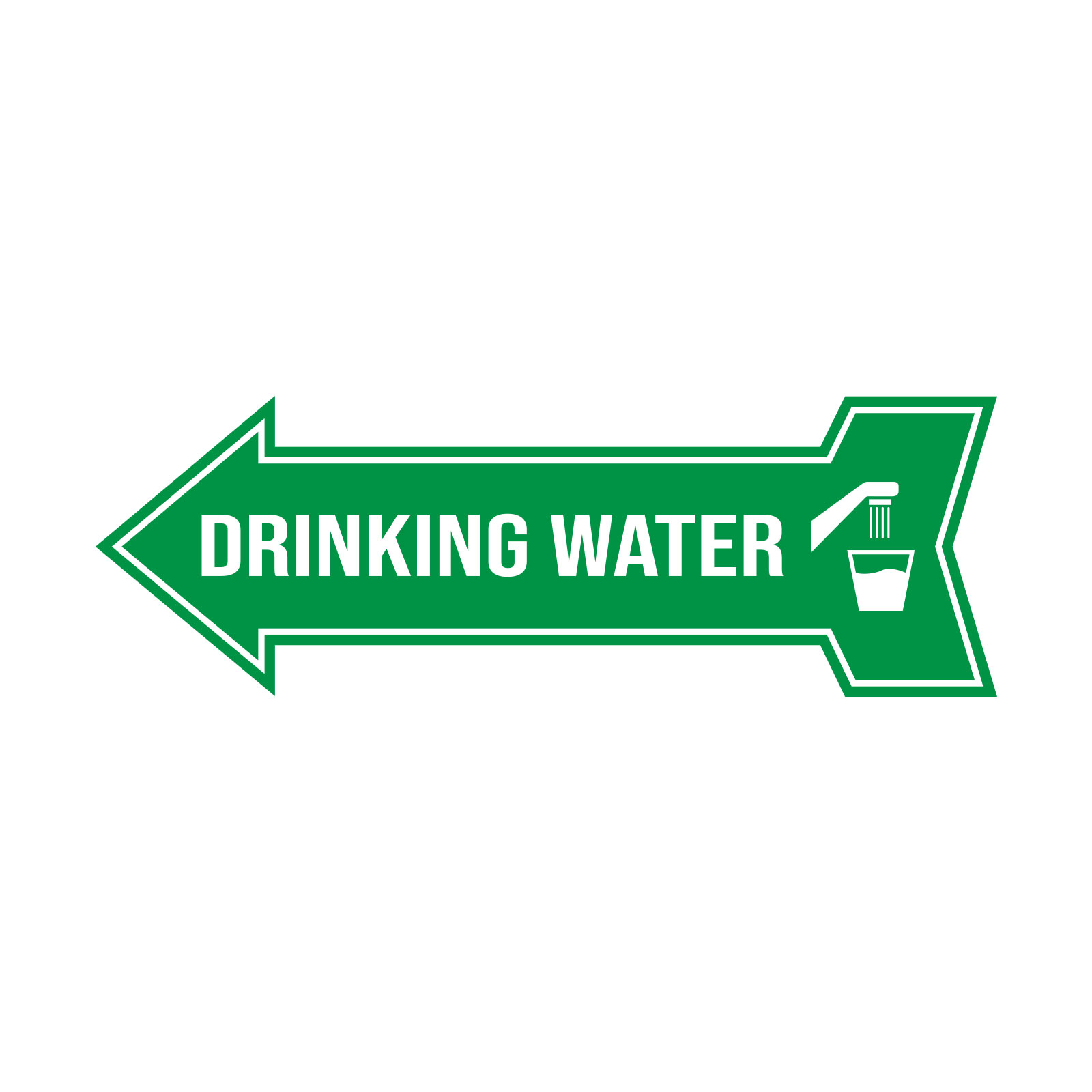 Arrow Shape Drinking Water 12×4″ Wall or Door Sign | Public Signage