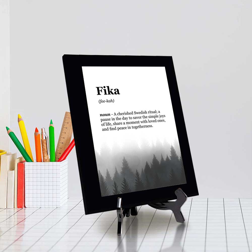 Fika Definition Decorative Wall Plaque With Easel Acrylic Stand