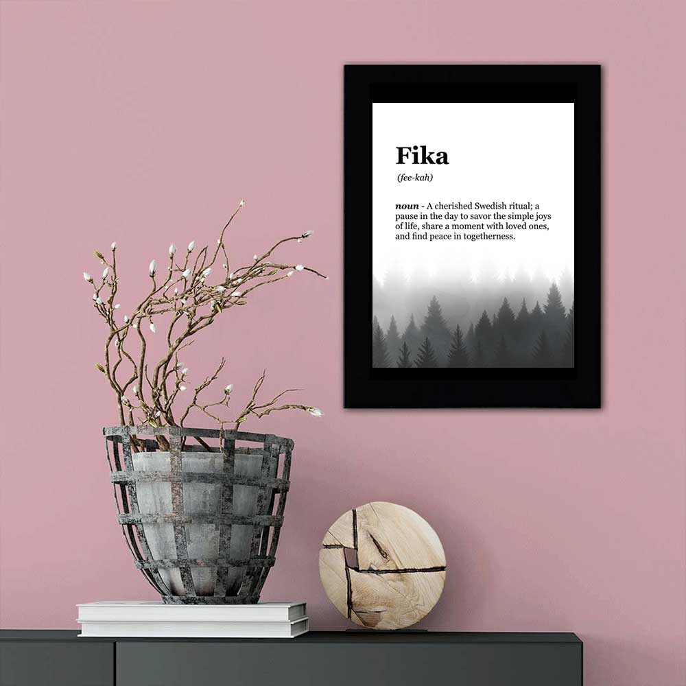 Fika Definition Decorative Wall Plaque With Easel Acrylic Stand