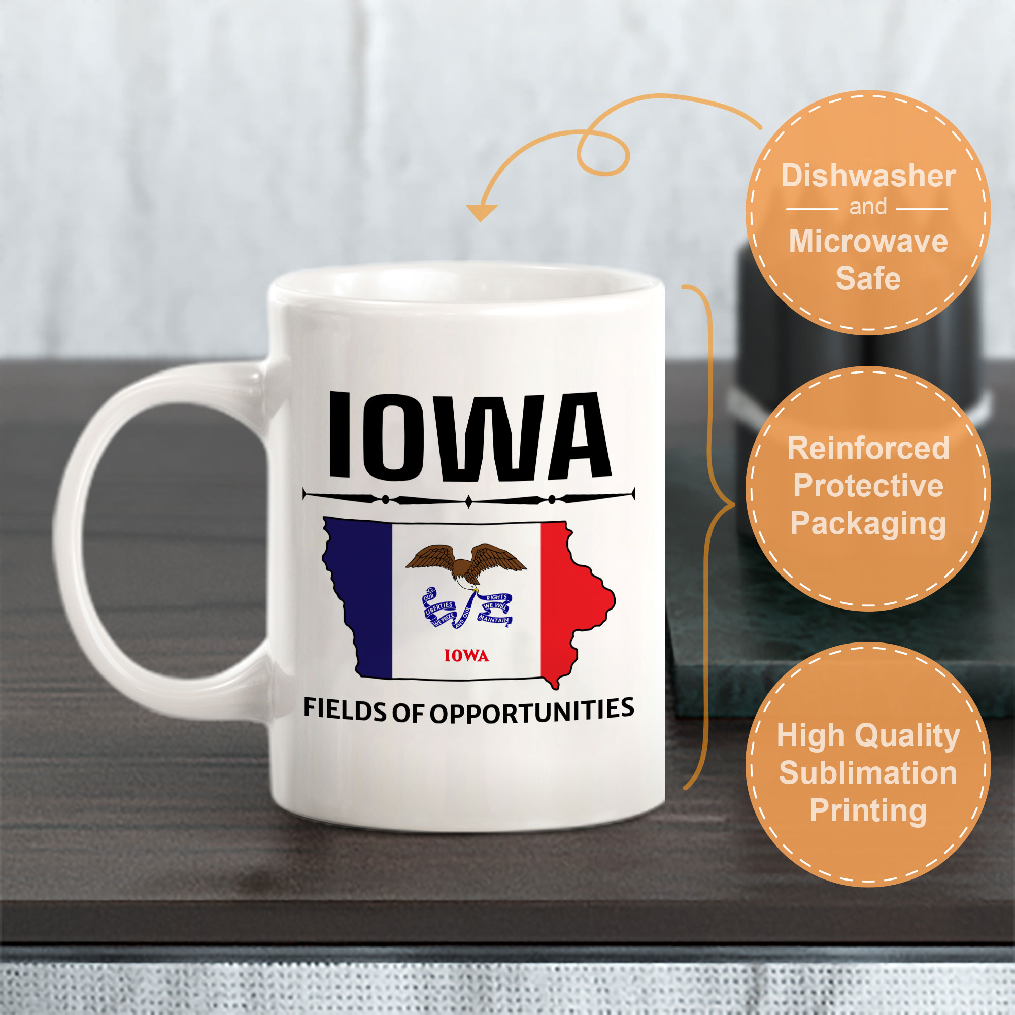 Taza de café de plástico o cerámica Designs ByLITA Iowa: Fields of Opportunities 11 oz - Imagen 18 de 18