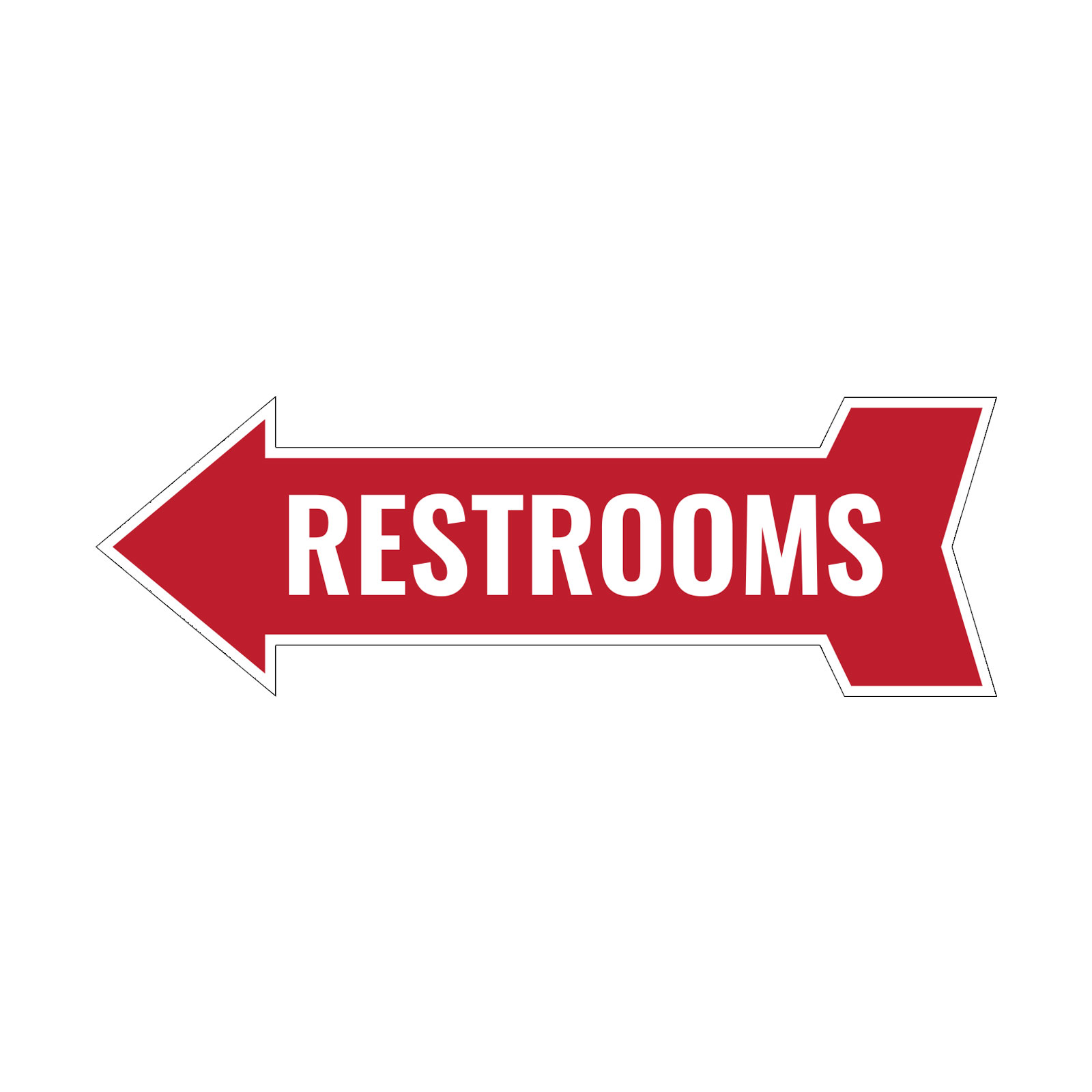 Arrow Shape Restrooms 12×4&Prime; Wall or Door Sign | Bathroom Signage