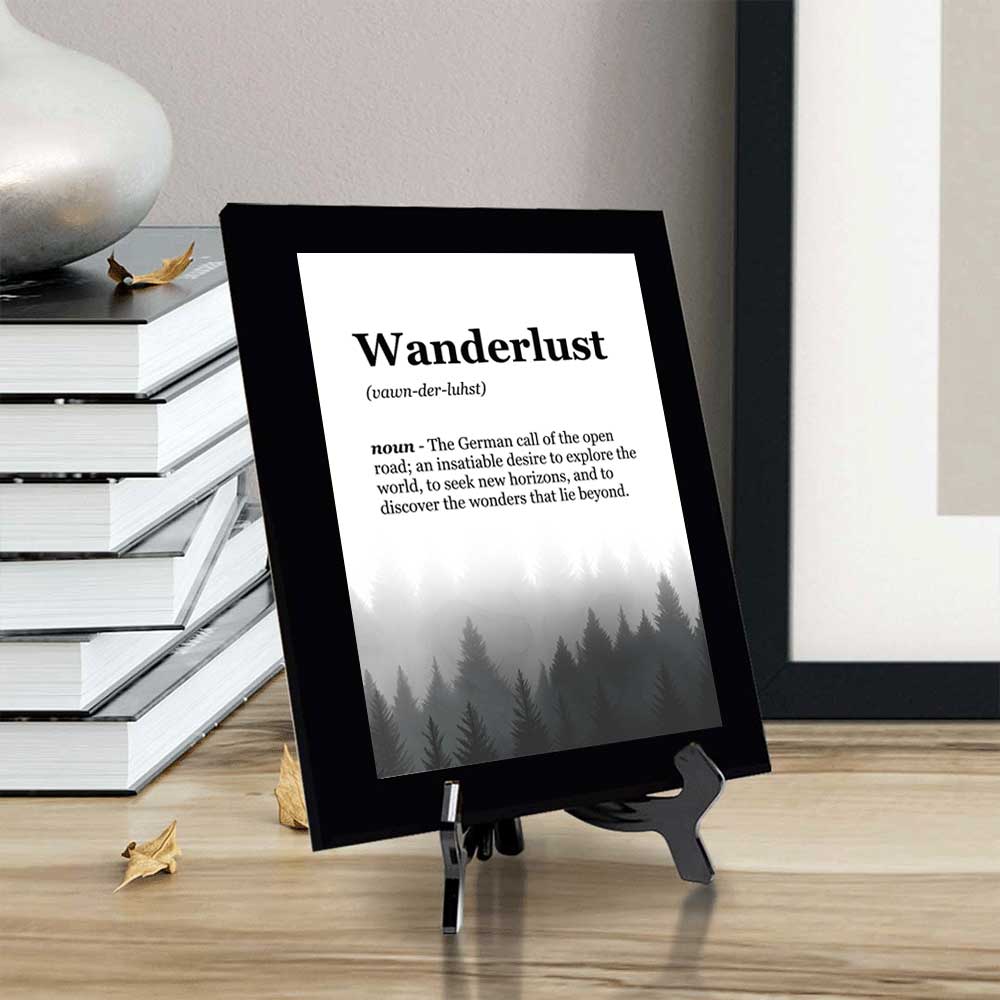 Wanderlust Definition Decorative Wall Plaque With Easel Acrylic Stand